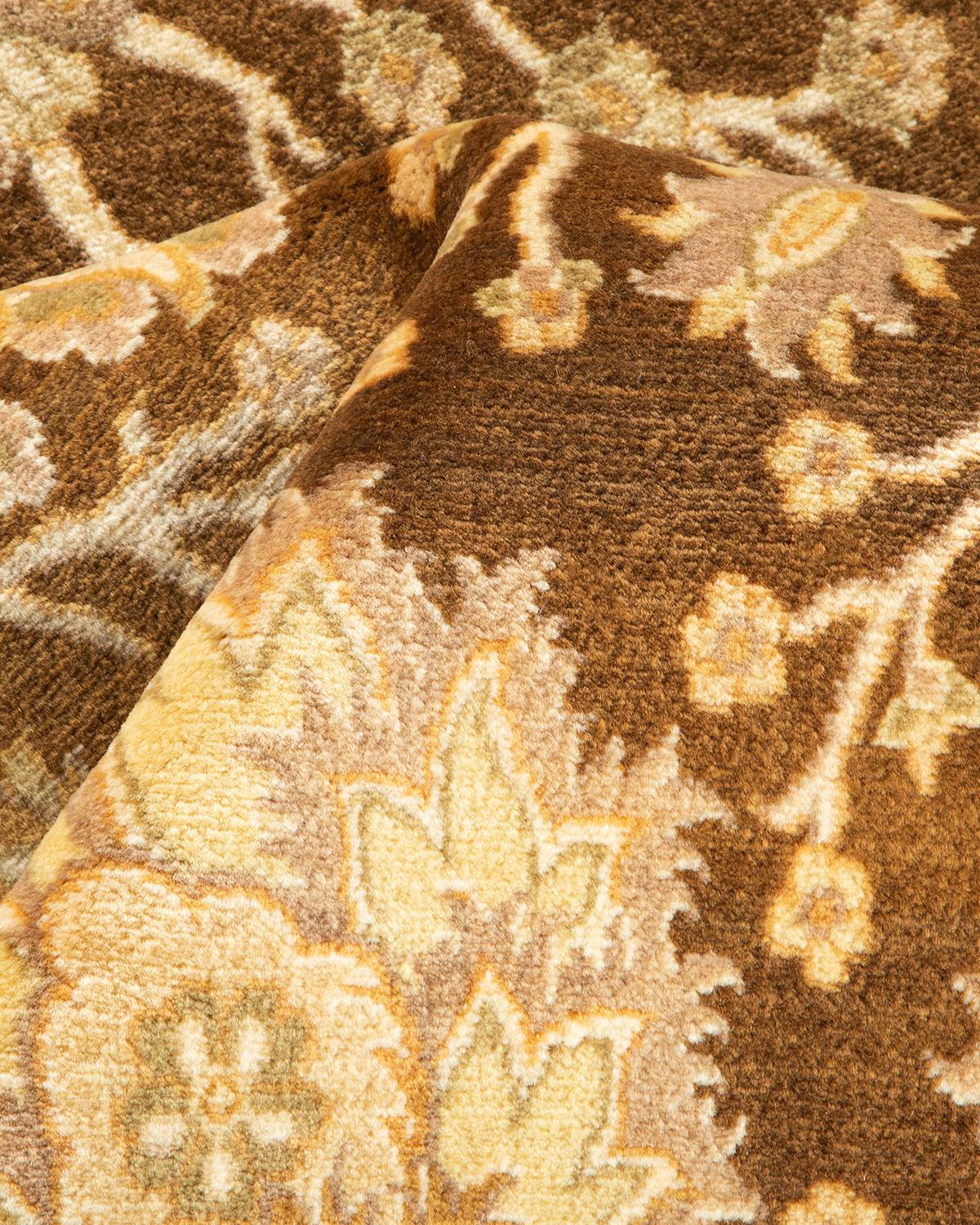 One-of-a-kind Hand Knotted Wool Mogul Brown Area Rug For Sale 2