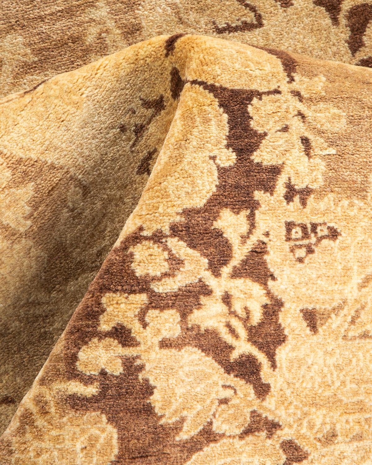 Handgeknüpfter Mogul-Teppich aus brauner Wolle, Unikat im Angebot 2