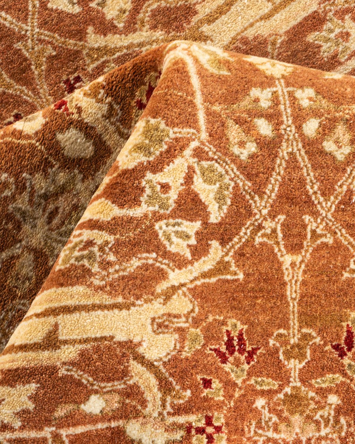 One-of-a-kind Hand Knotted Wool Mogul Brown Area Rug For Sale 2
