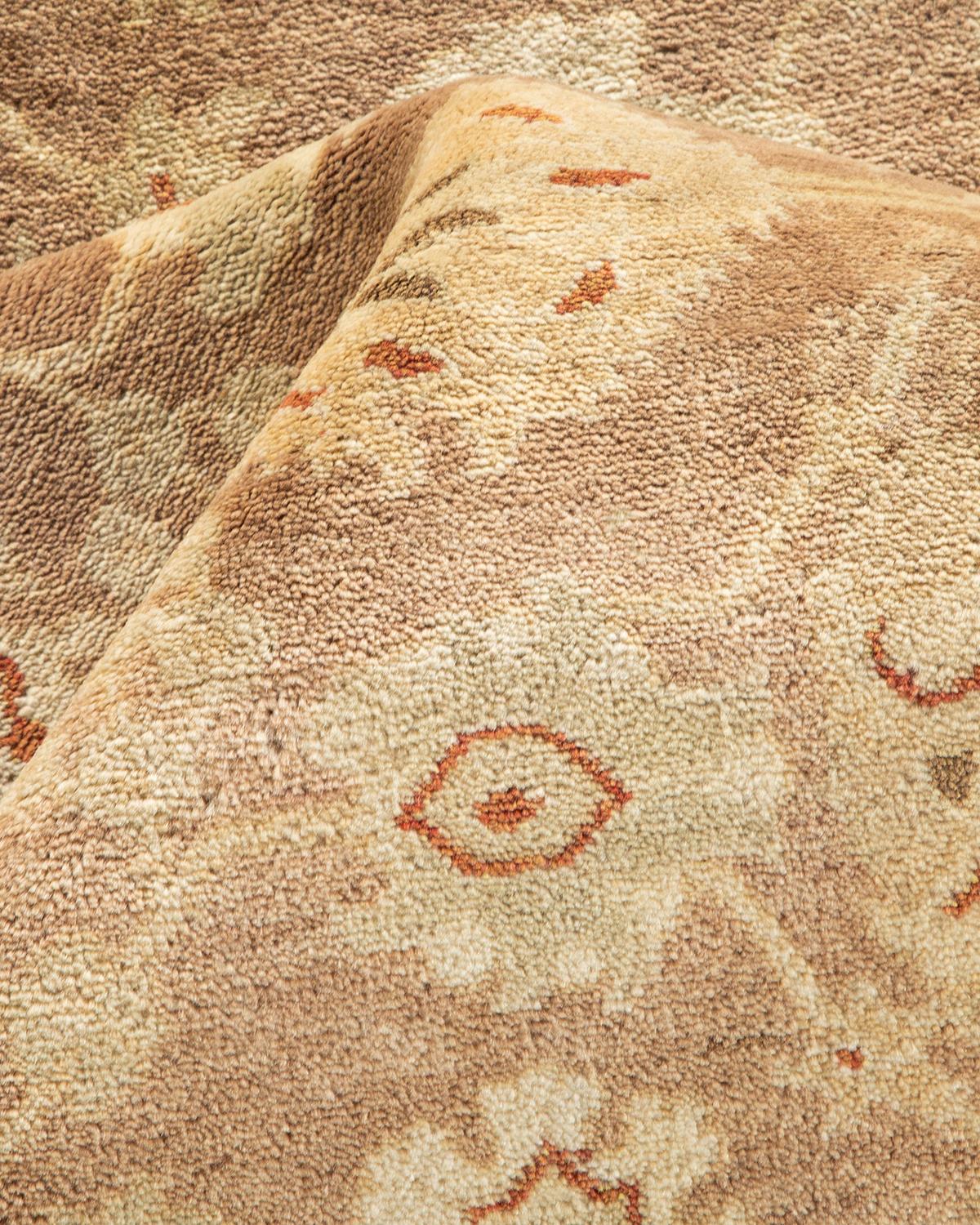 One-of-a-kind Hand Knotted Wool Mogul Brown Area Rug For Sale 2