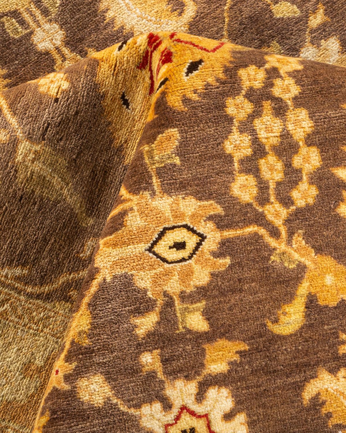 Handgeknüpfter Mogul-Teppich aus brauner Wolle, Unikat im Angebot 2