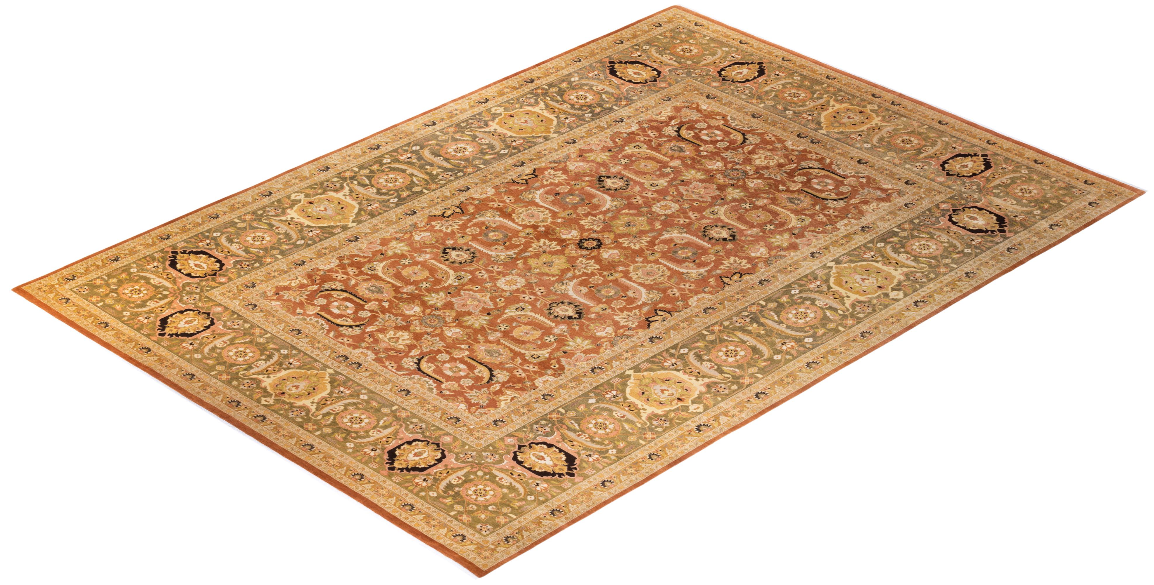 Tapis Mogul marron en laine noué à la main, unique en son genre en vente 2