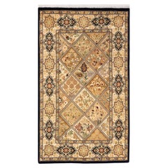 One-of-a-Kind Hand Knotted Wool Mogul Brown Area Rug