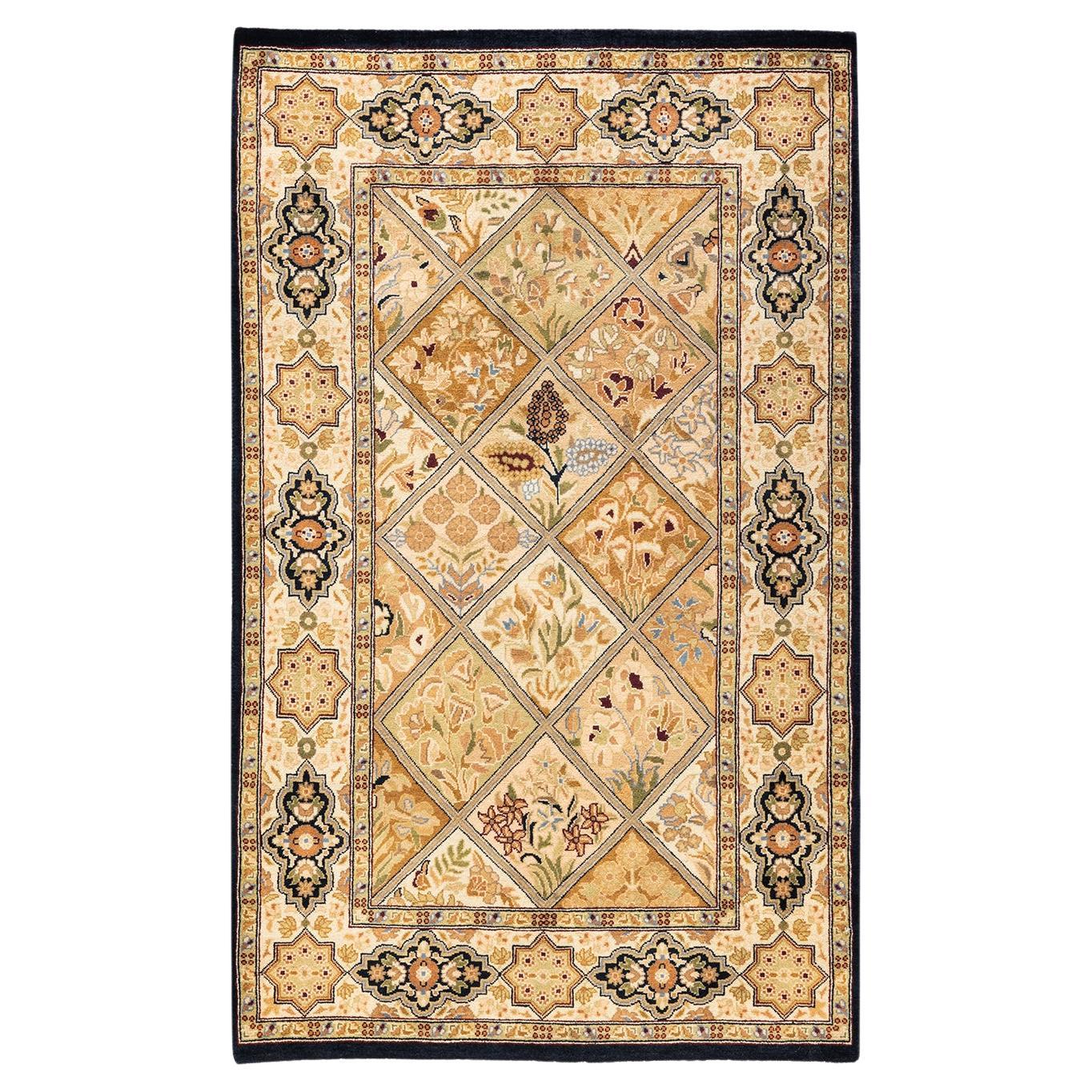 One-of-a-Kind Hand Knotted Wool Mogul Brown Area Rug For Sale