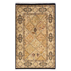 One-of-a-kind Hand Knotted Wool Mogul Brown Area Rug