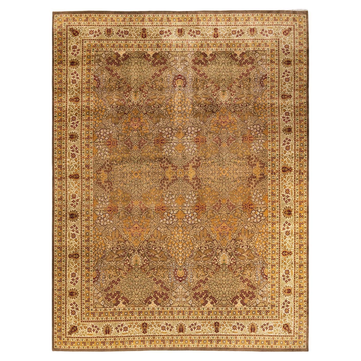 One-of-a-kind Hand Knotted Wool Mogul Brown Area Rug For Sale