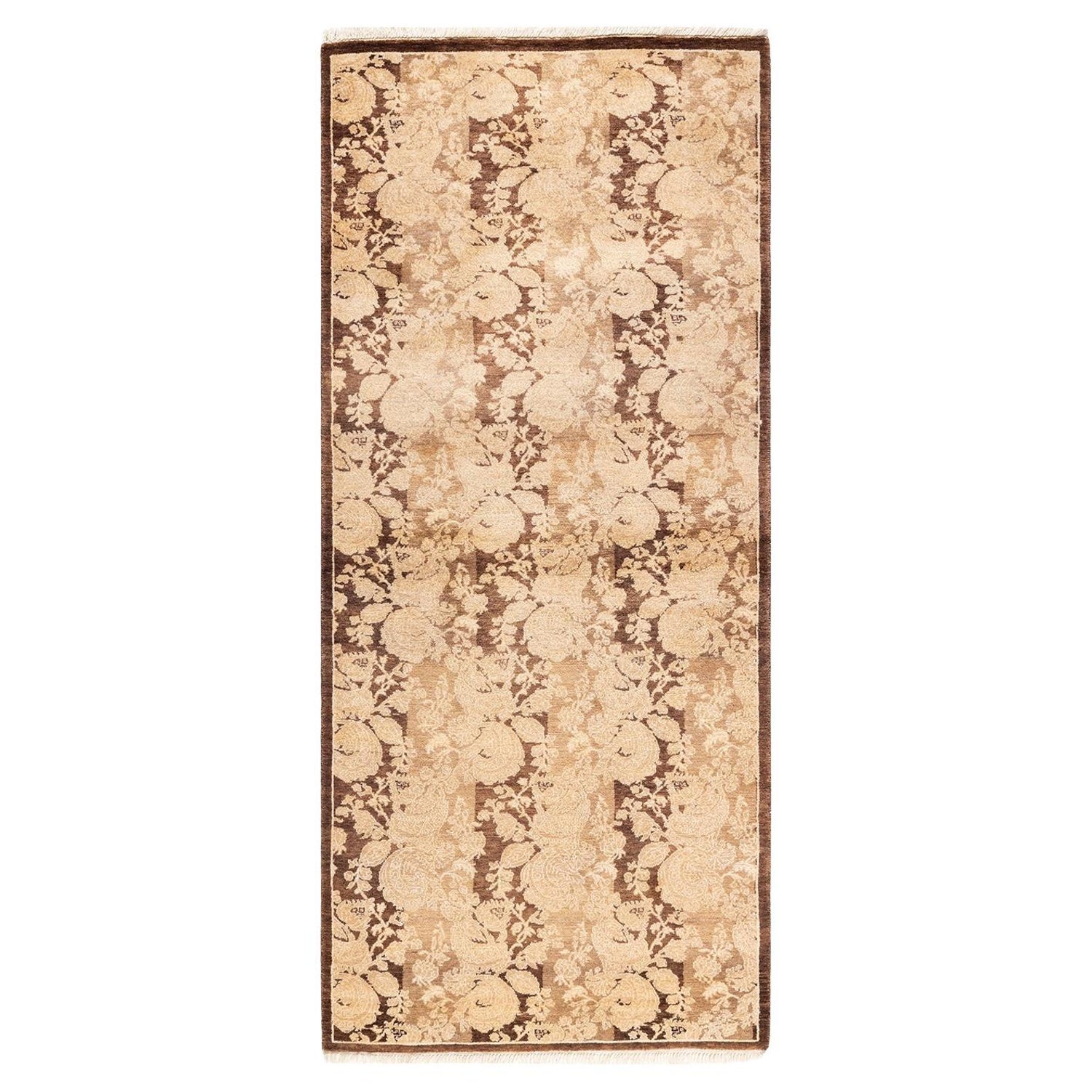 One-of-a-kind Hand Knotted Wool Mogul Brown Area Rug For Sale at 1stDibs