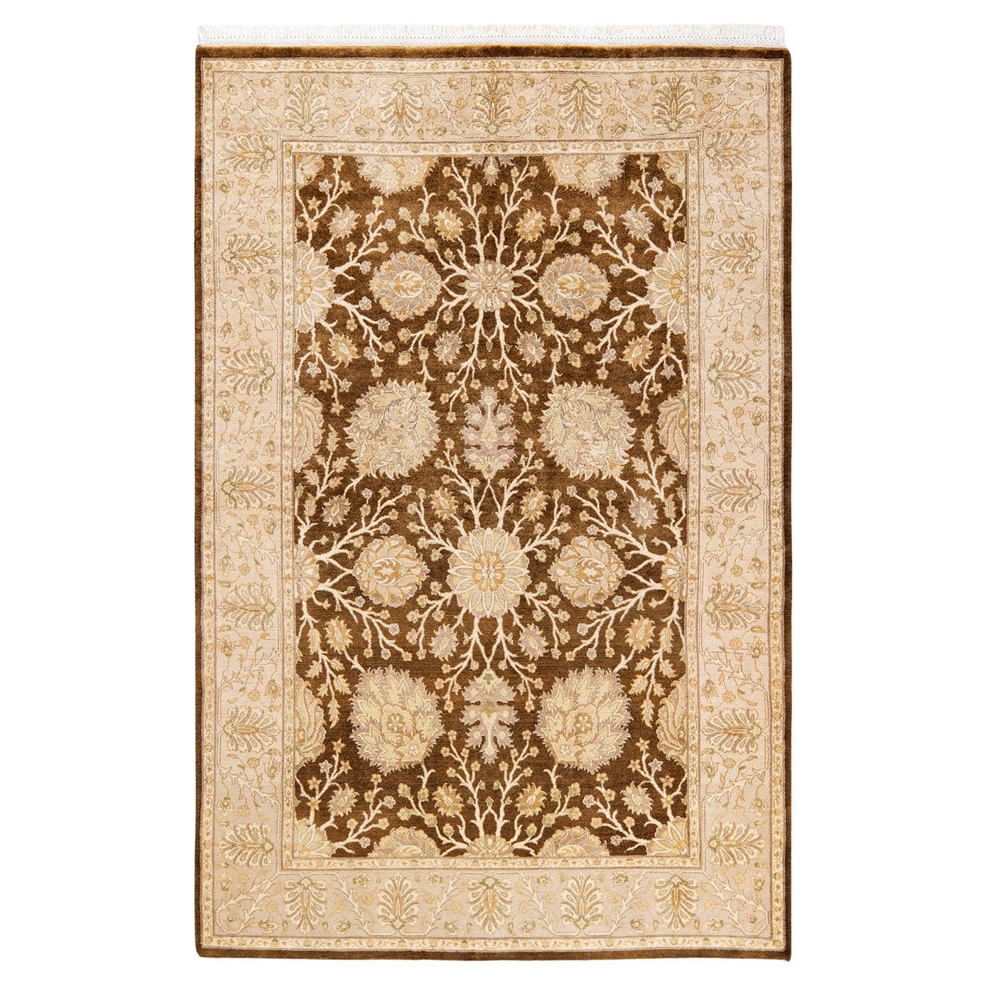 One-of-a-kind Hand Knotted Wool Mogul Brown Area Rug For Sale