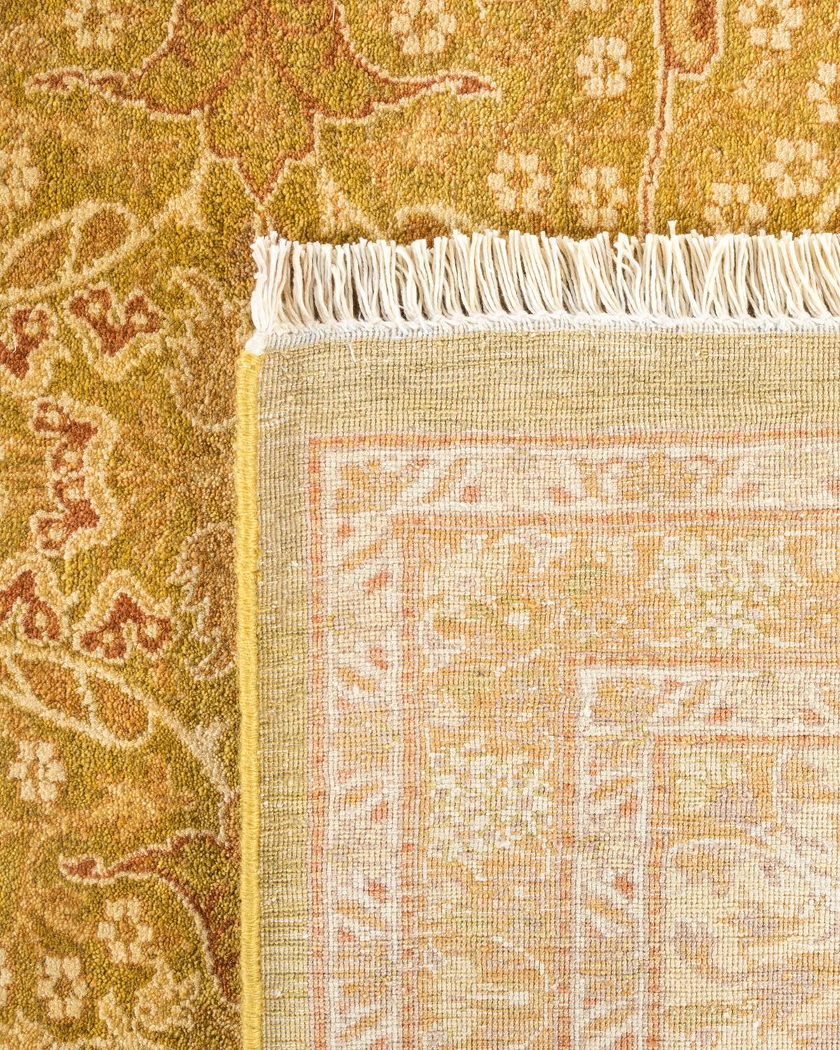 XXIe siècle et contemporain Tapis Mogul vert en laine noué à la main, unique en son genre en vente