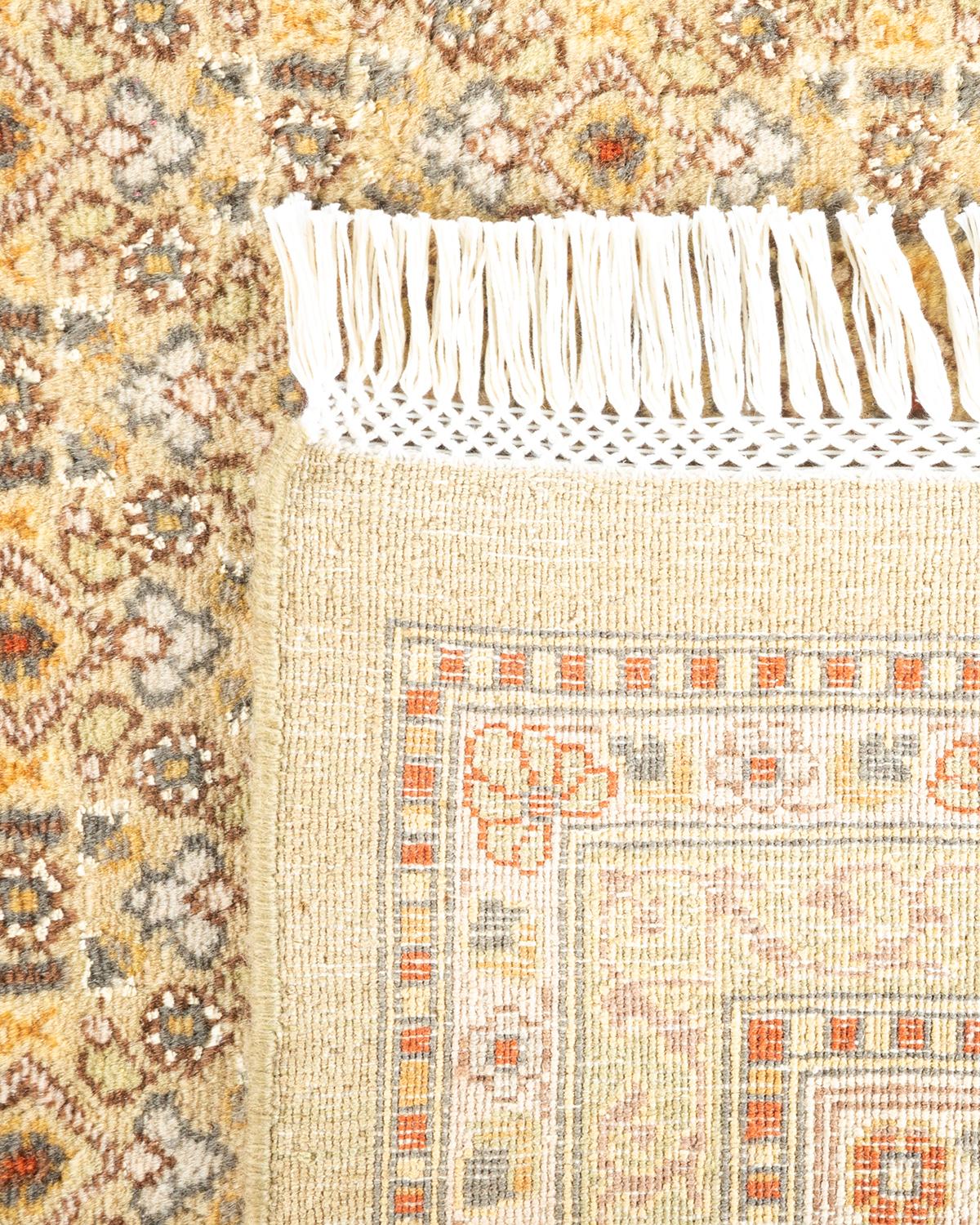 XXIe siècle et contemporain Tapis Mogul vert en laine noué à la main, unique en son genre en vente