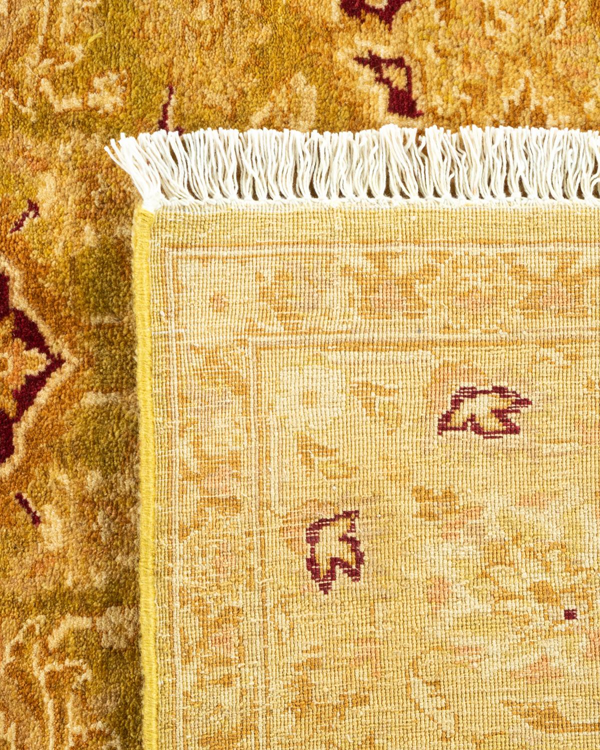 XXIe siècle et contemporain Tapis unique en son genre en laine Mogul Green, noué à la main en vente