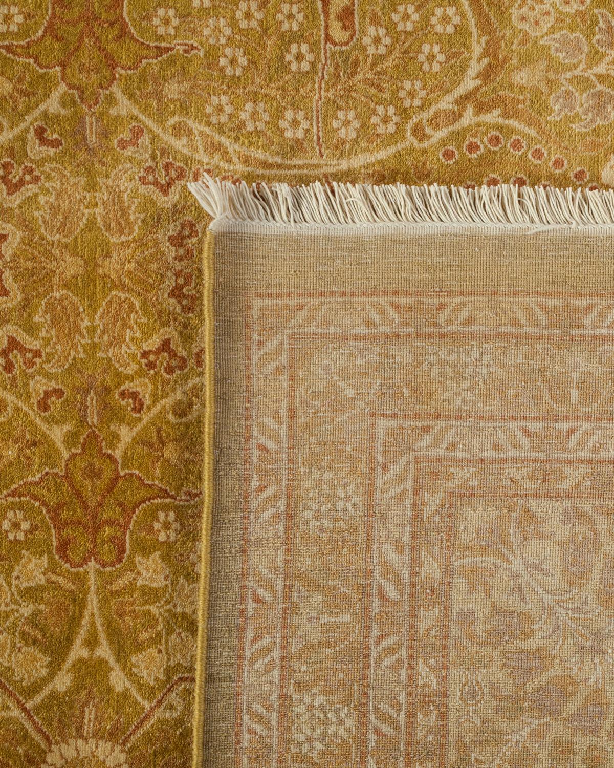 XXIe siècle et contemporain Tapis Mogul vert en laine noué à la main, unique en son genre en vente