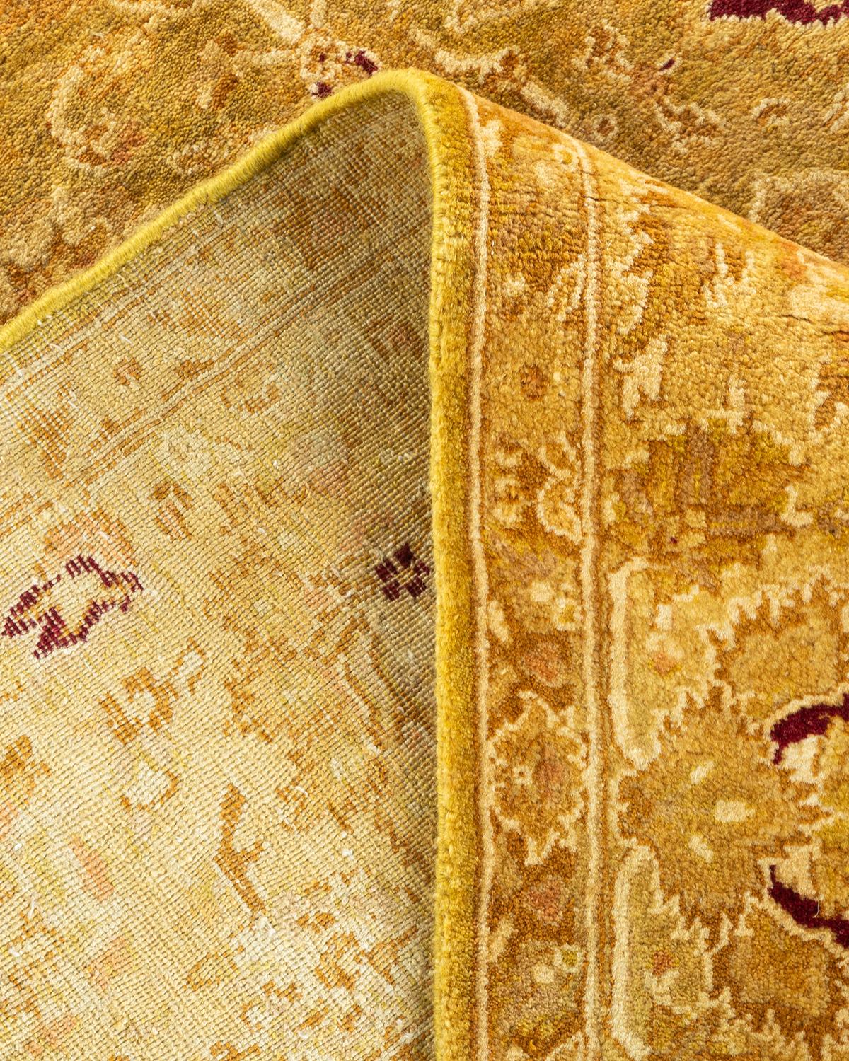 Laine Tapis unique en son genre en laine Mogul Green, noué à la main en vente