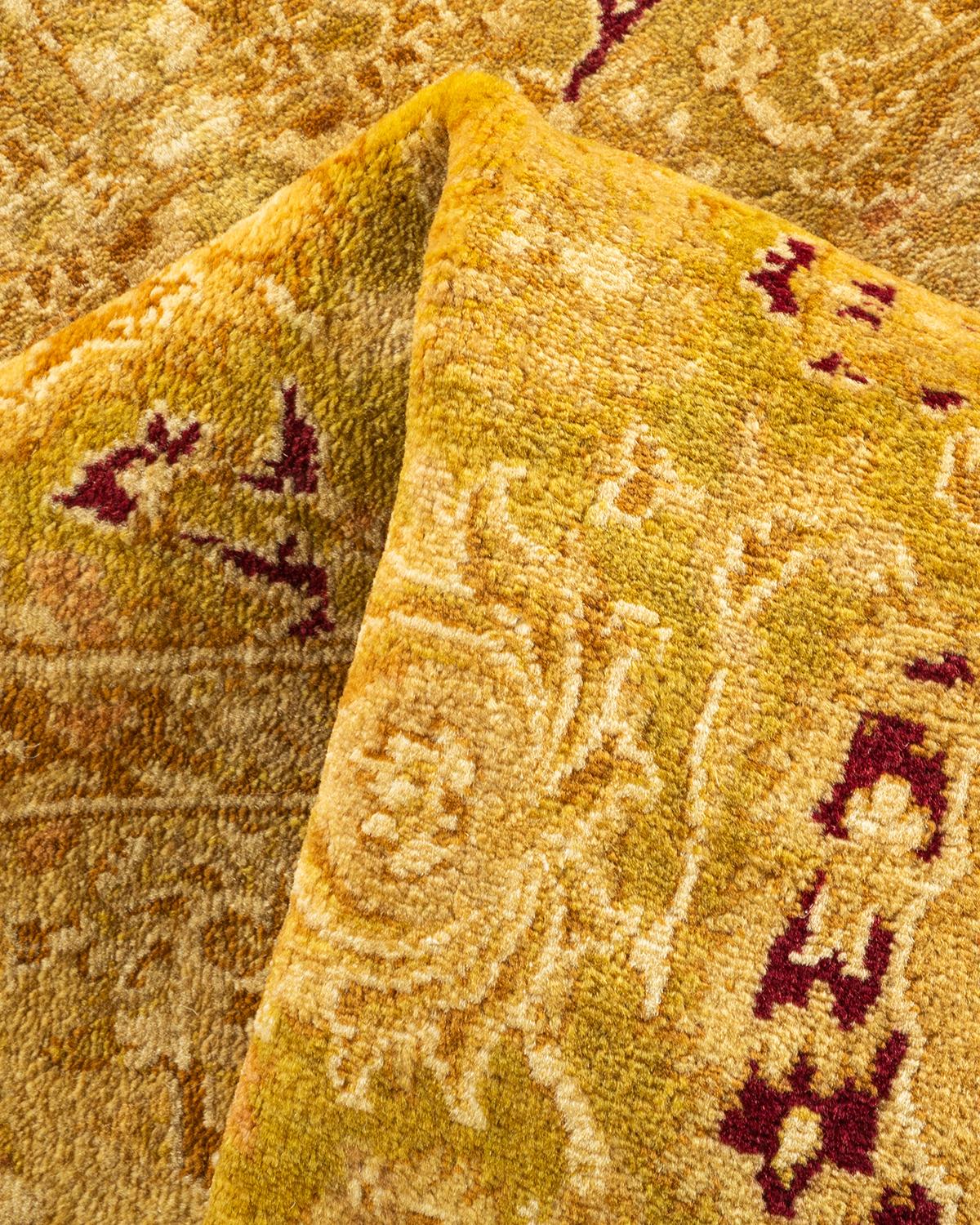 Tapis unique en son genre en laine Mogul Green, noué à la main en vente 1