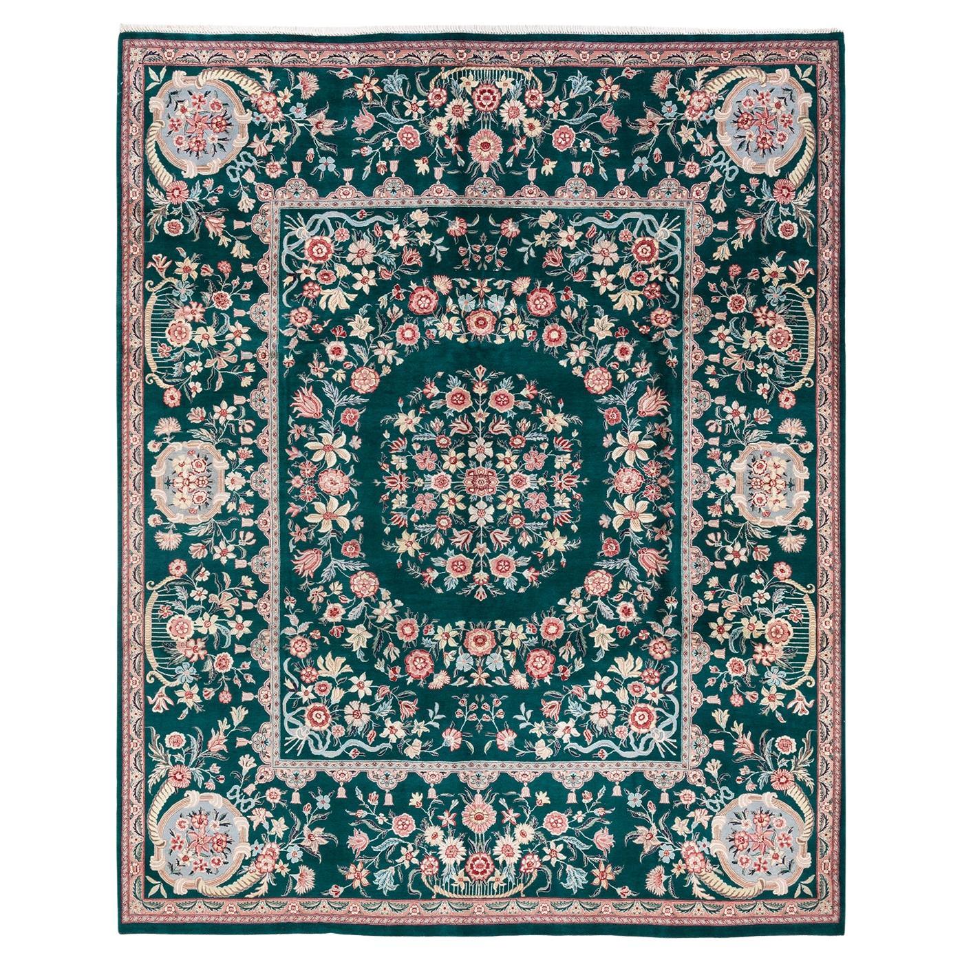 One-of-a-kind Hand Knotted Wool Mogul Green Area Rug