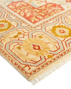 Tappeto d'area Mogul Avorio in lana annodato a mano unico nel suo genere