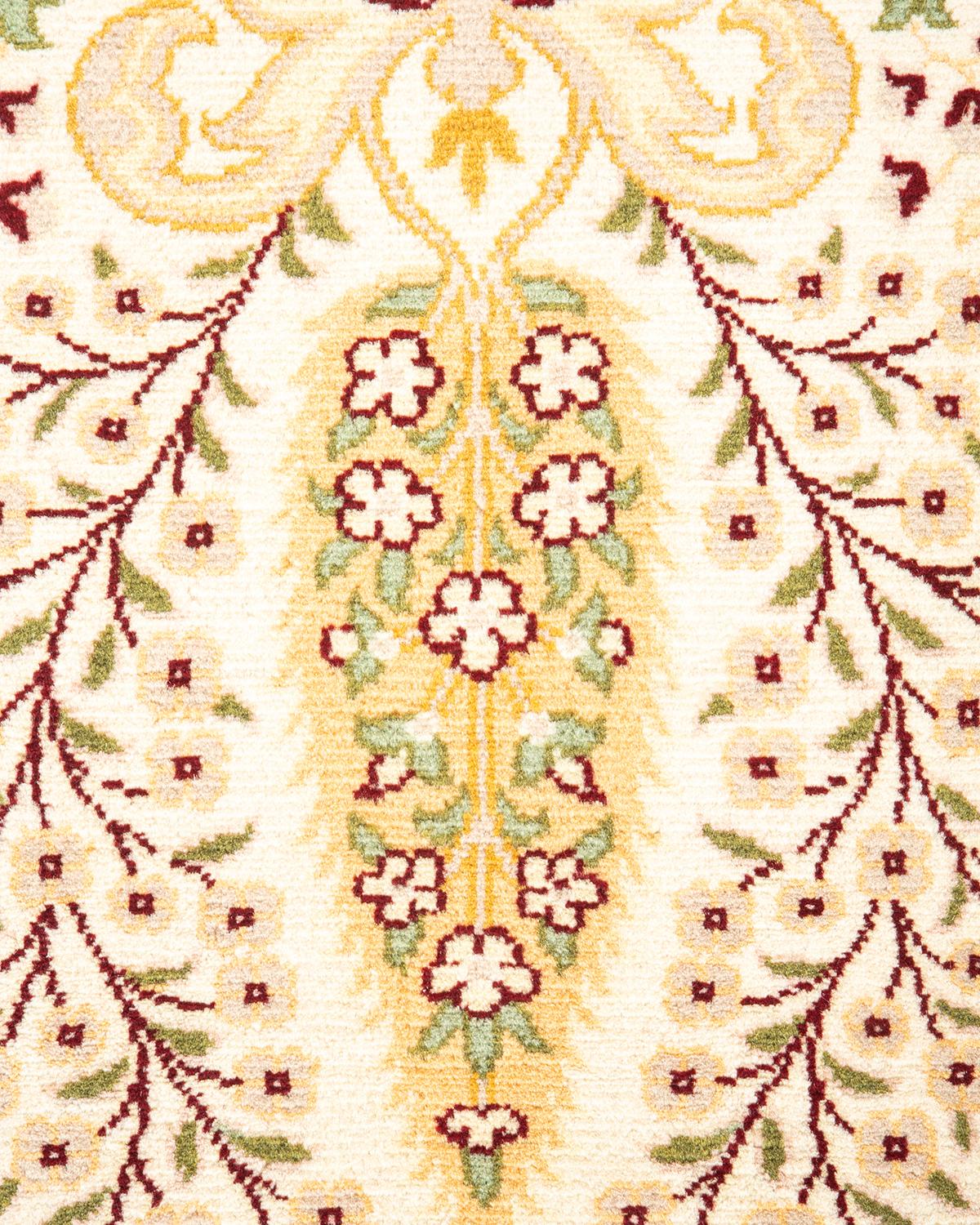 Pakistanais Tapis Mogul ivoire en laine noué à la main, unique en son genre en vente