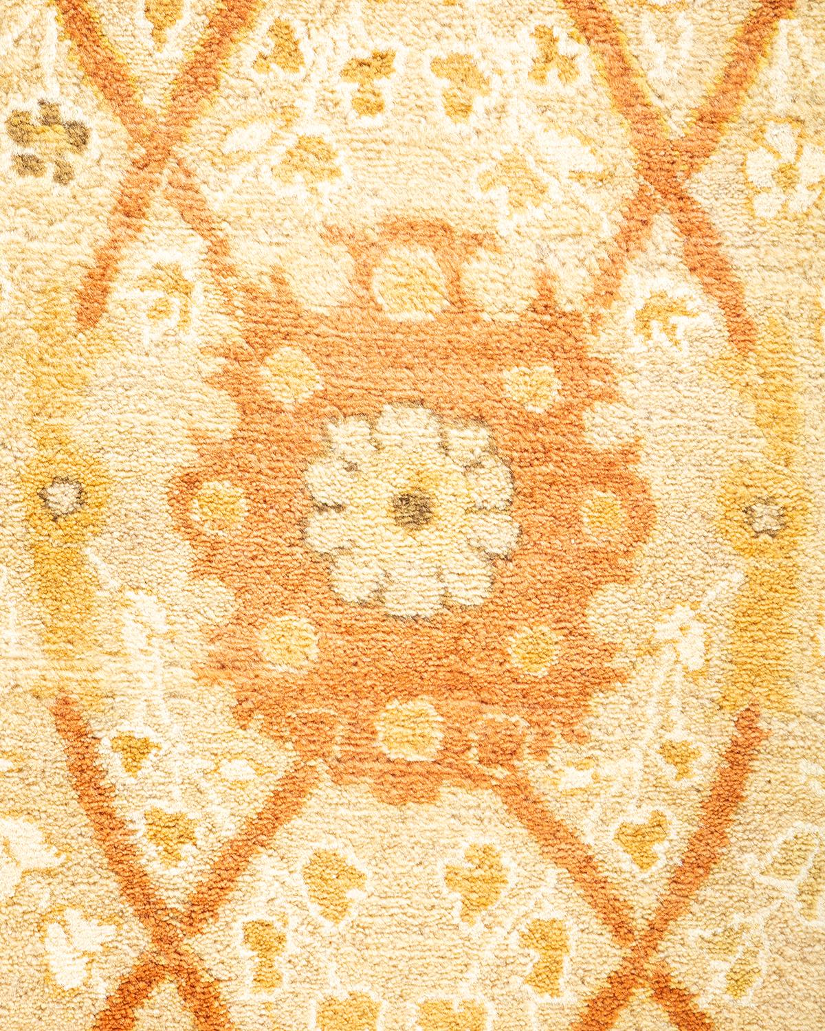 Pakistani One-of-a-kind Hand Knotted Wool Mogul Ivory Area Rug For Sale