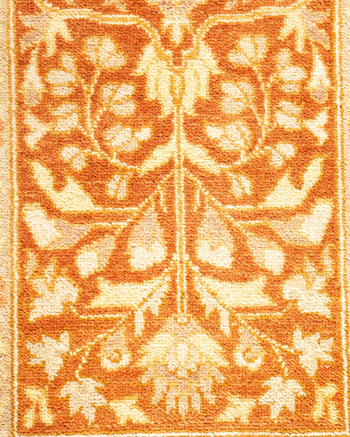 Pakistani One-of-a-kind Hand Knotted Wool Mogul Ivory Area Rug For Sale
