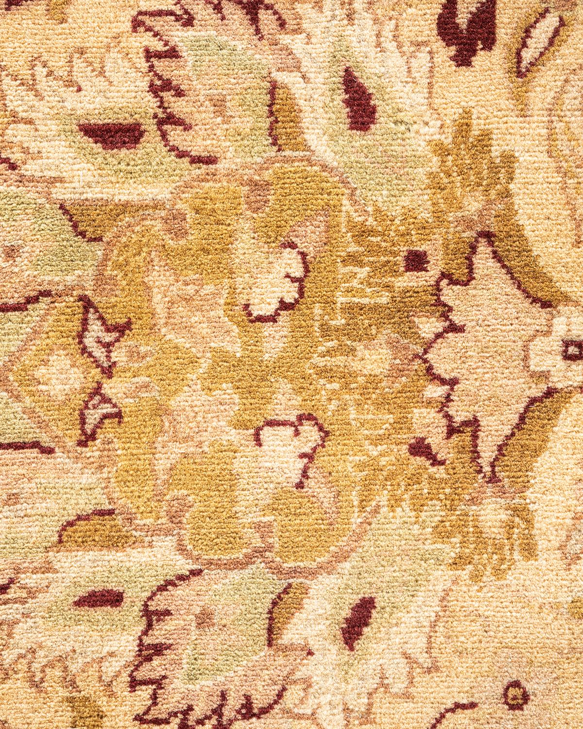 Handgeknüpfter elfenbeinfarbener Mogul-Teppich aus Wolle, Unikat (Pakistanisch) im Angebot