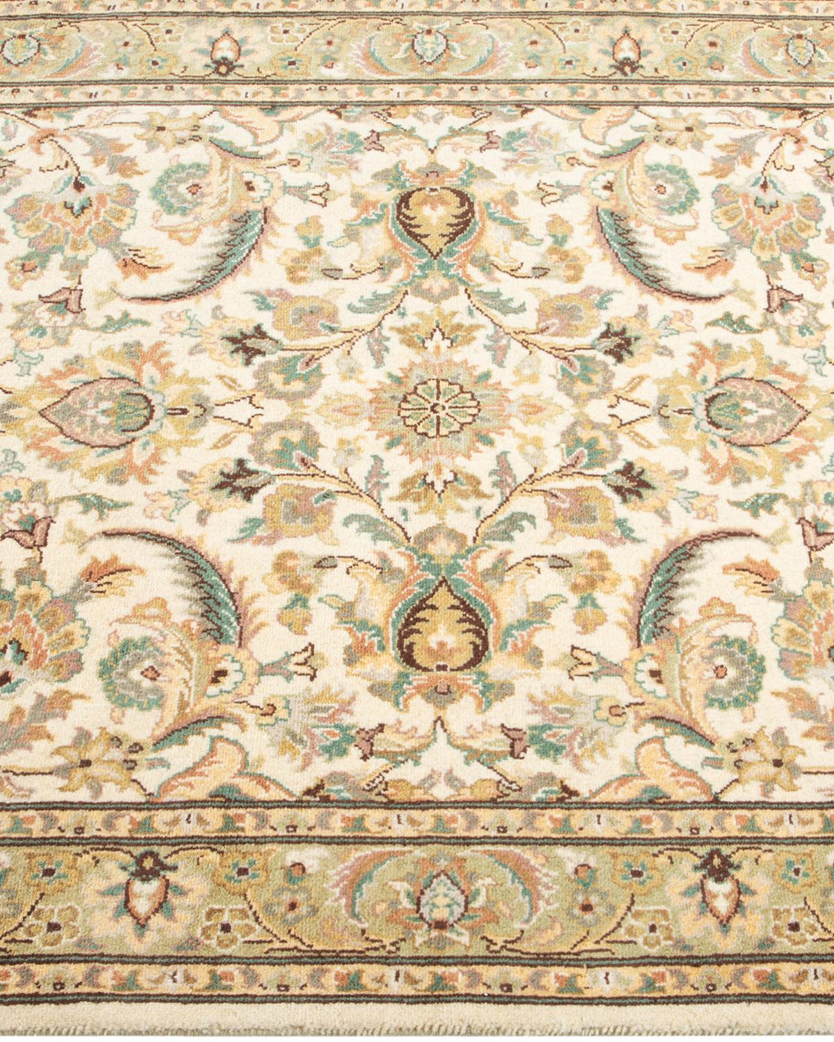 One-of-a-kind Hand Knotted Wool Mogul Ivory Area Rug In New Condition In Norwalk, CT