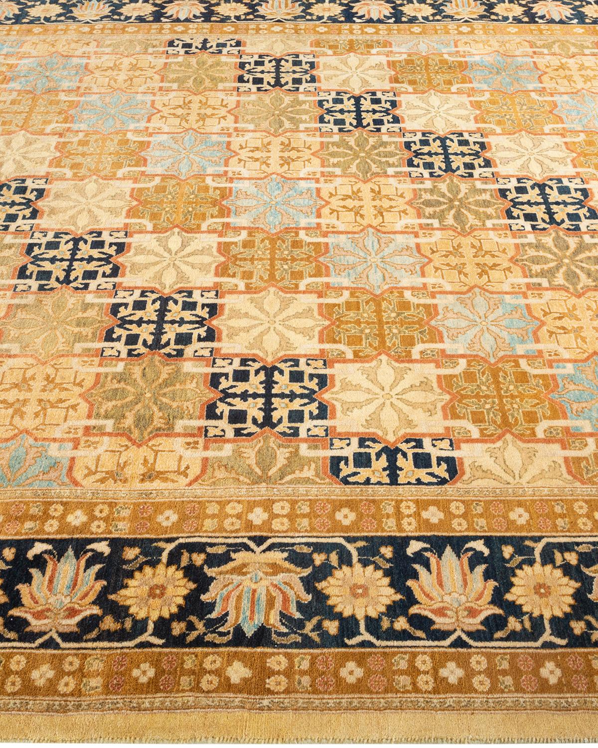 Tapis unique en son genre en laine nouée à la main Mogul Ivory Neuf - En vente à Norwalk, CT