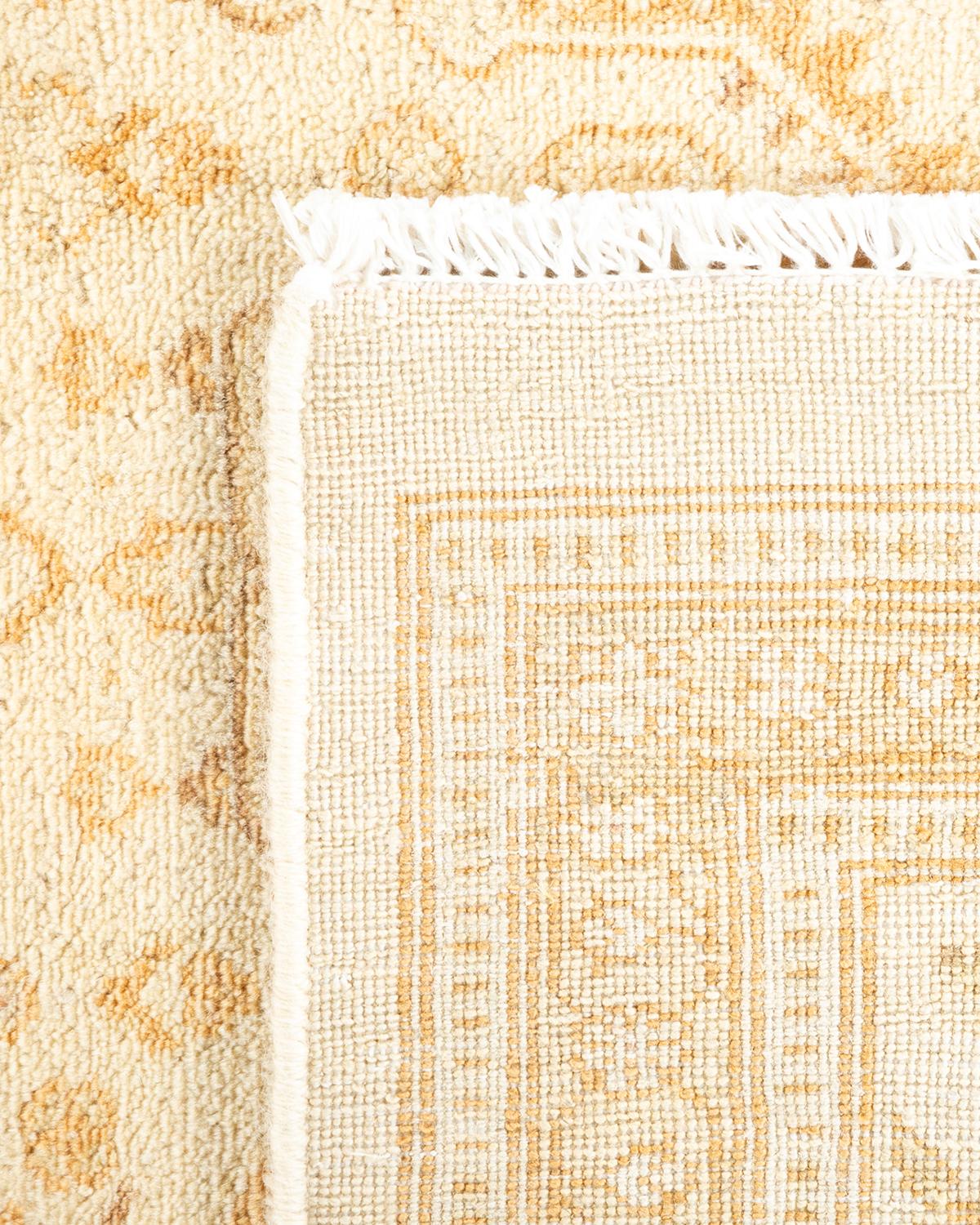 Contemporary One-of-a-kind Hand Knotted Wool Mogul Ivory Area Rug For Sale