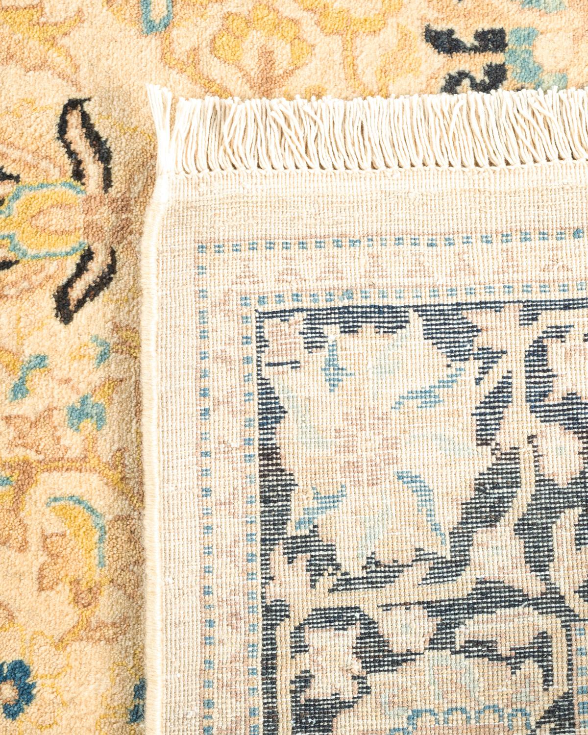 Contemporary One-of-a-kind Hand Knotted Wool Mogul Ivory Area Rug For Sale