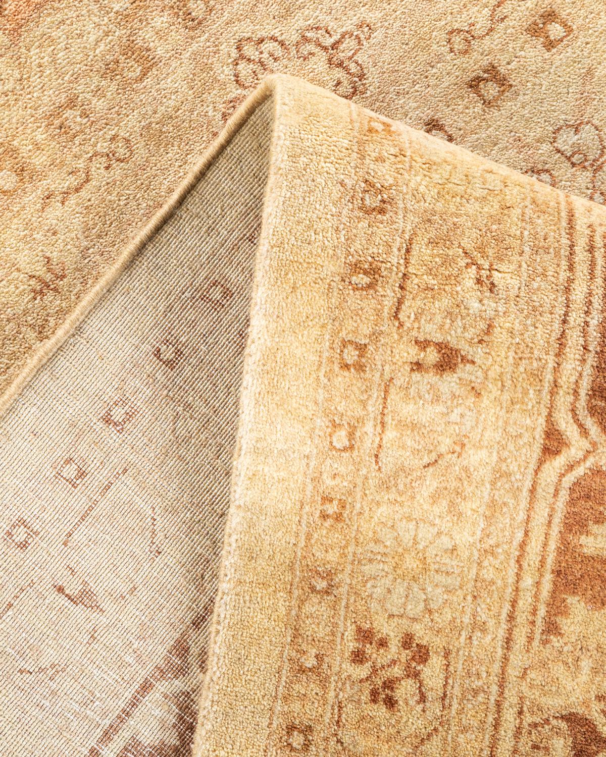 Handgeknüpfter elfenbeinfarbener Mogul-Teppich aus Wolle, Unikat im Angebot 1