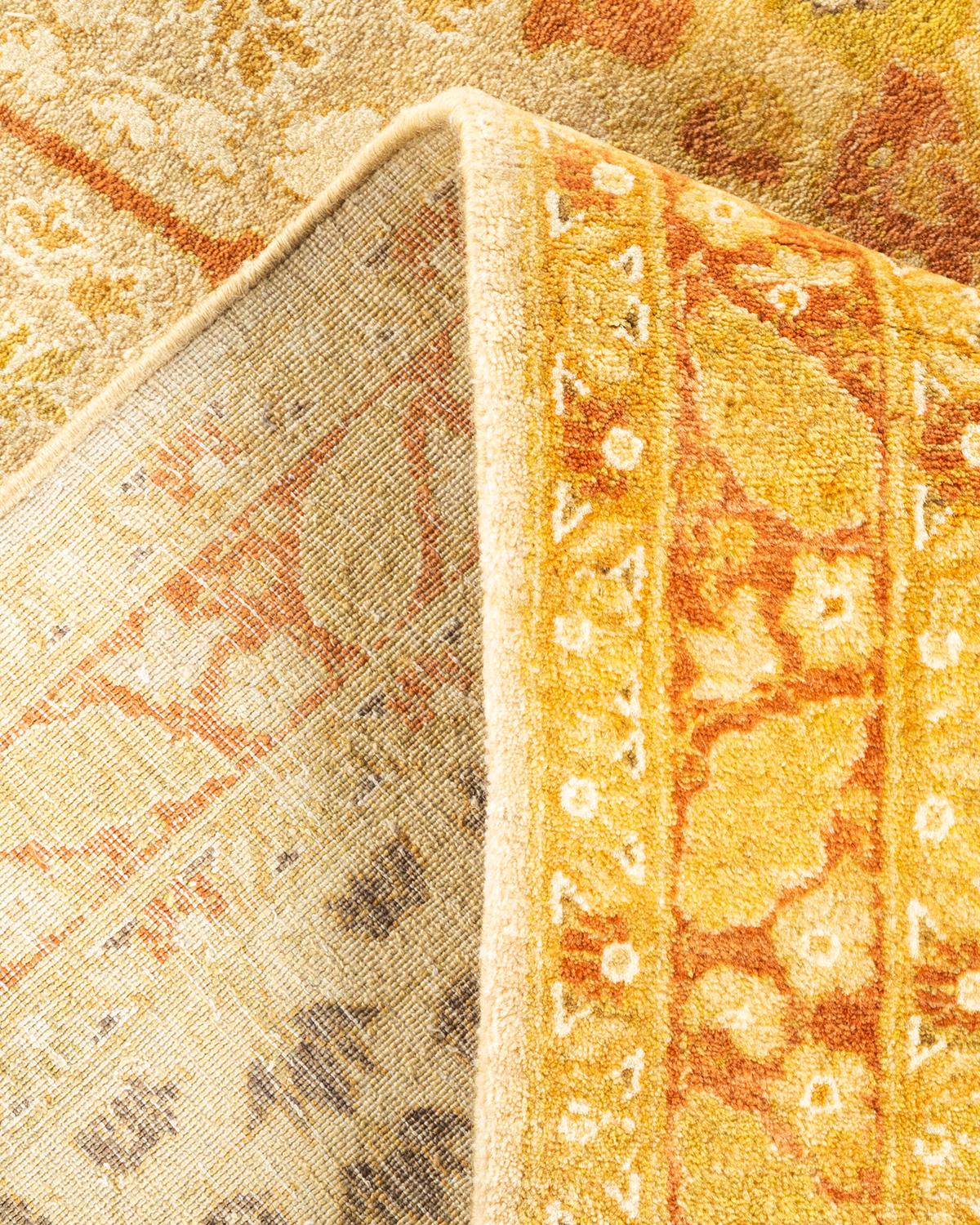 One-of-a-kind Hand Knotted Wool Mogul Ivory Area Rug For Sale 1