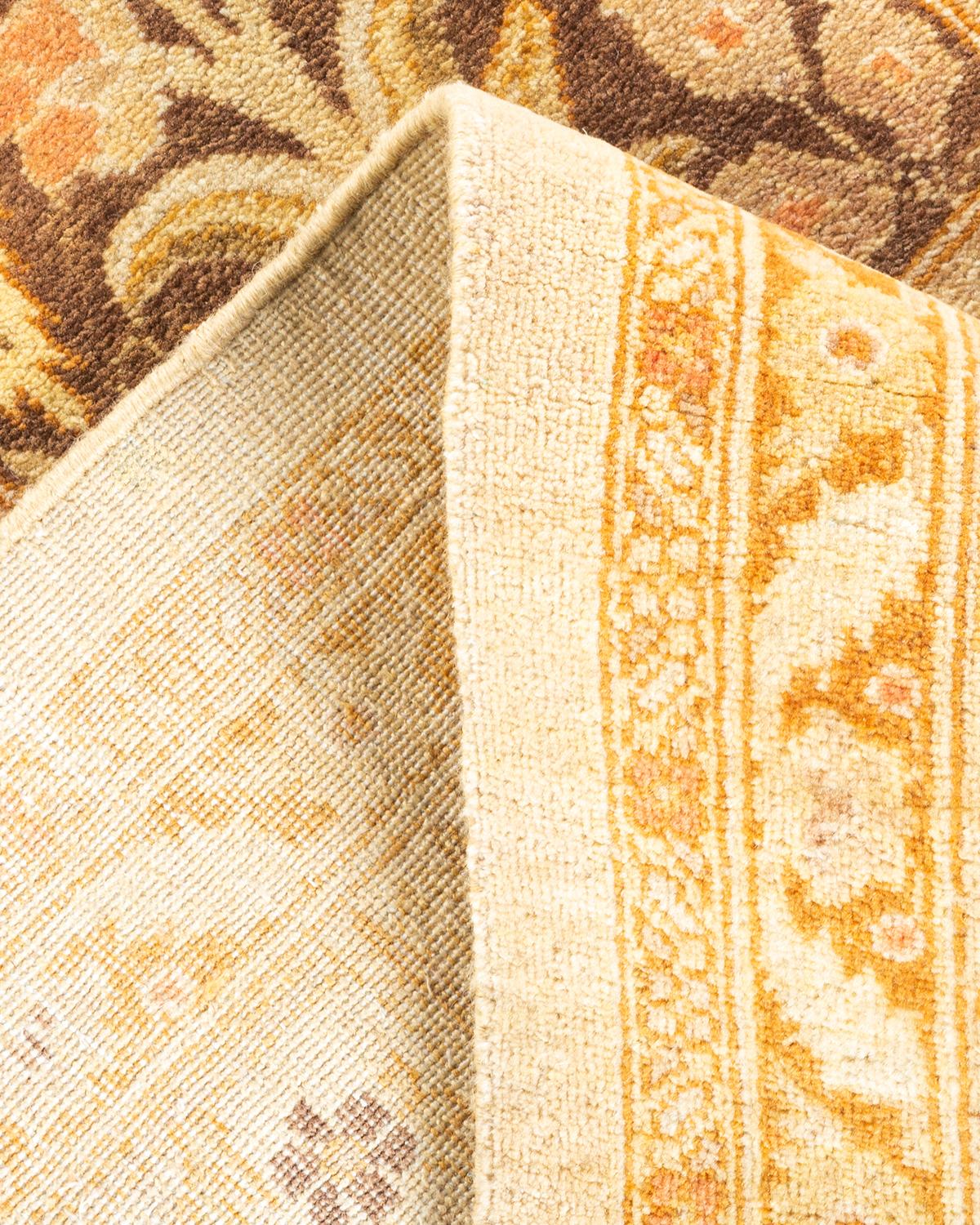 One-of-a-kind Hand Knotted Wool Mogul Ivory Area Rug For Sale 1