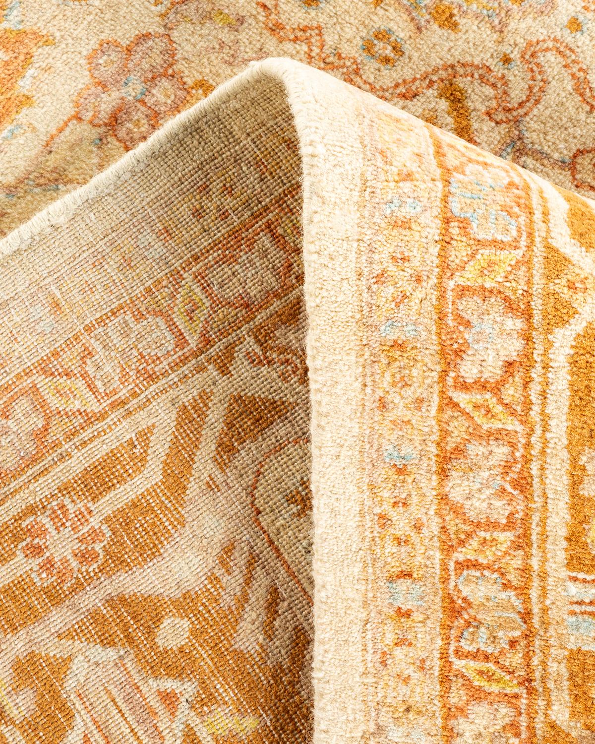 One-of-a-kind Hand Knotted Wool Mogul Ivory Area Rug For Sale 1