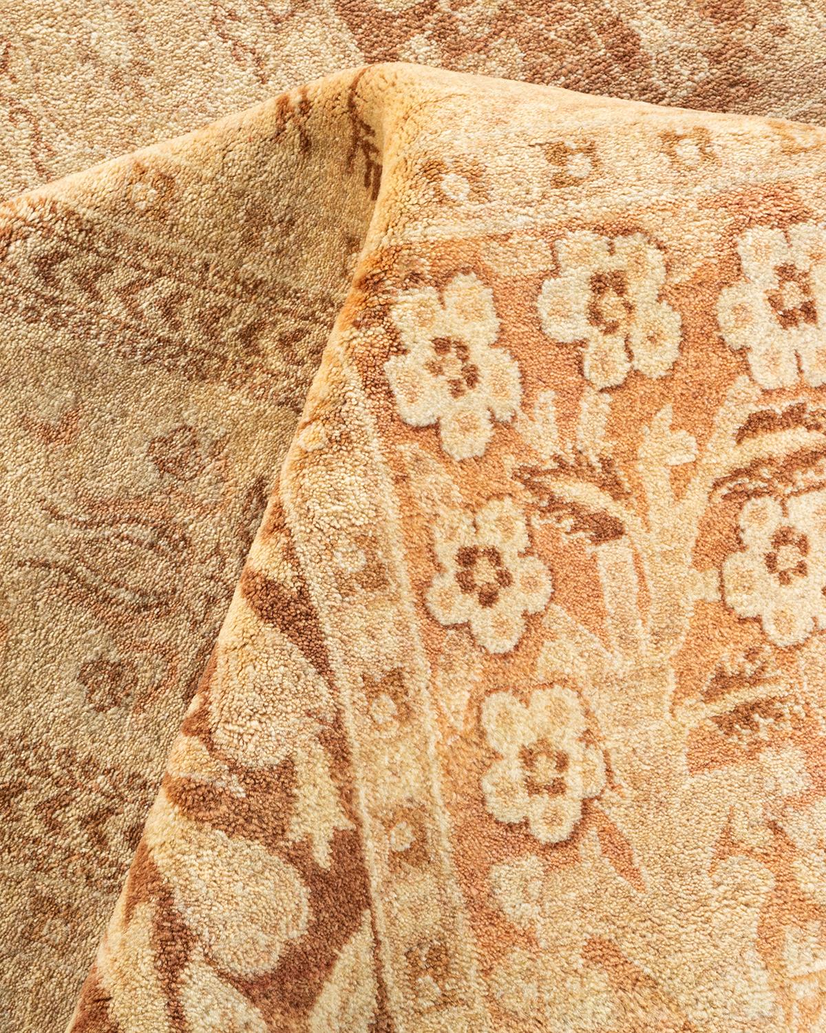 Handgeknüpfter elfenbeinfarbener Mogul-Teppich aus Wolle, Unikat im Angebot 2