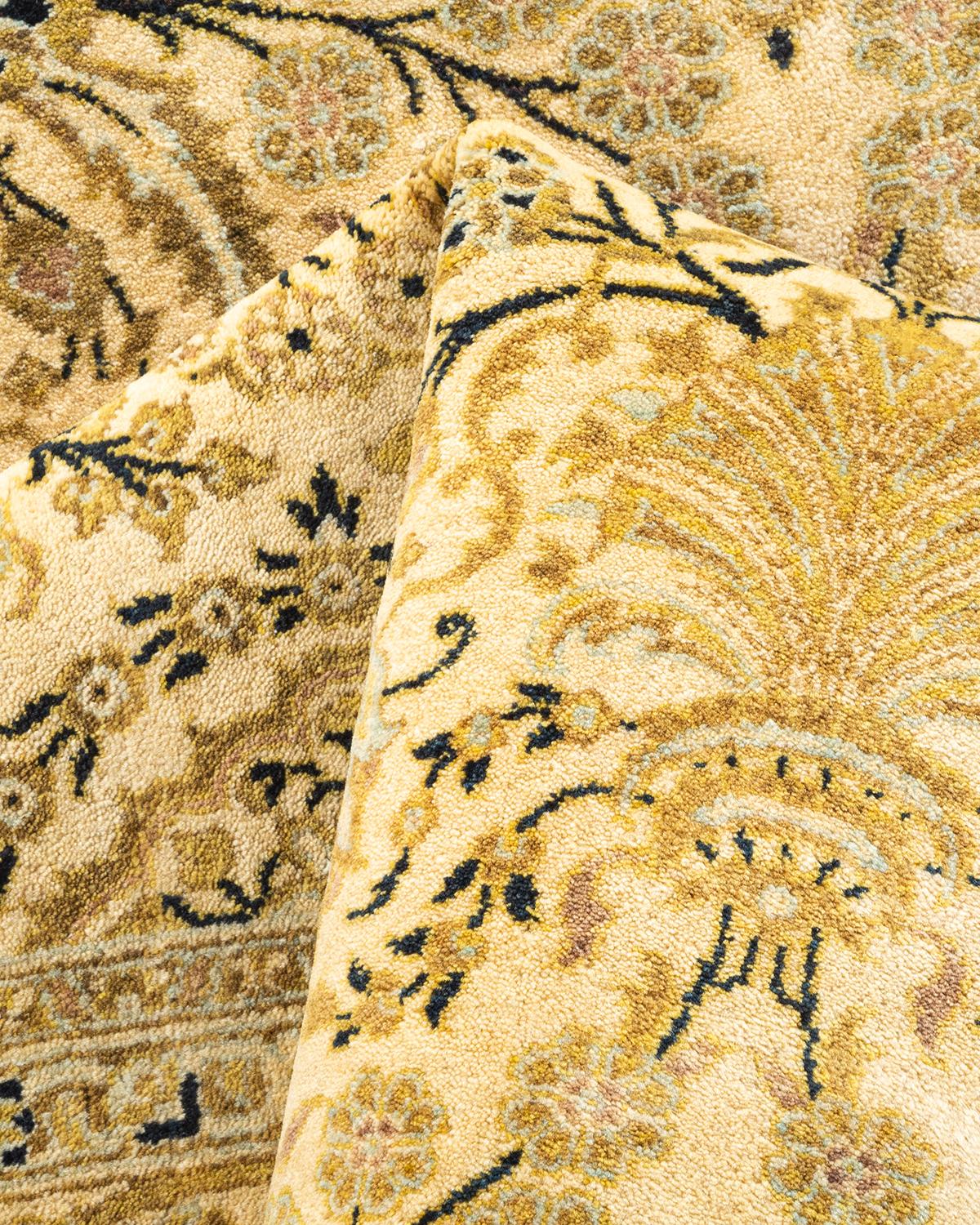 Tapis Mogul ivoire en laine noué à la main, unique en son genre en vente 1