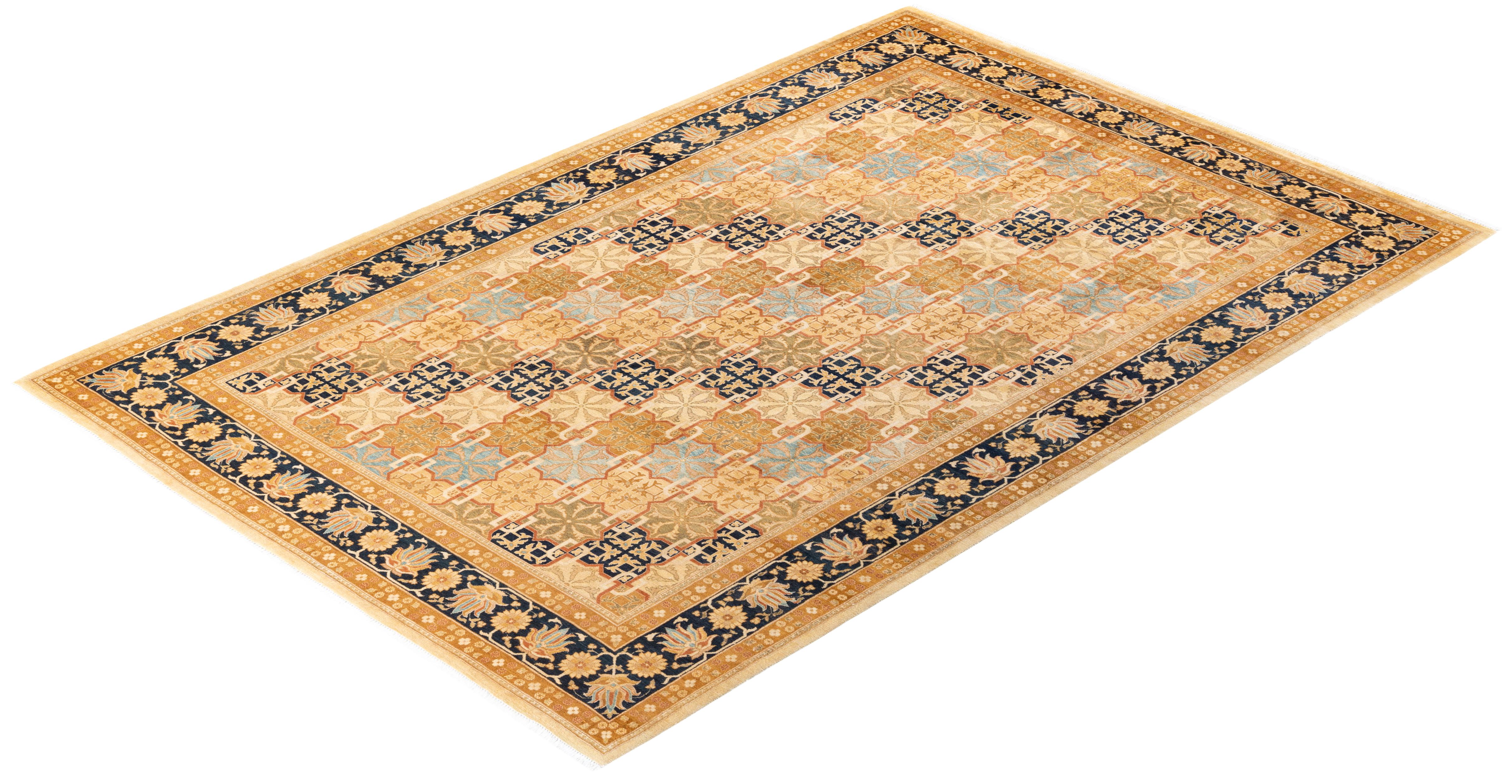 Tapis unique en son genre en laine nouée à la main Mogul Ivory en vente 2