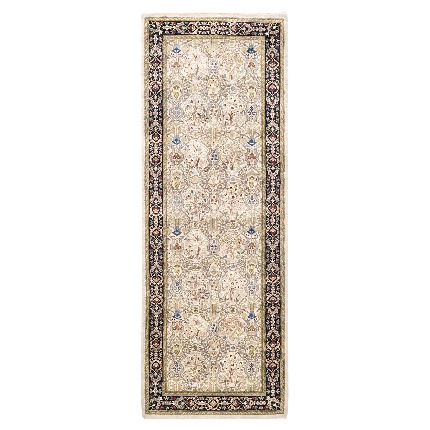 Oneofakind Hand Knotted Wool Mogul Ivory Area Rug For Sale at 1stDibs