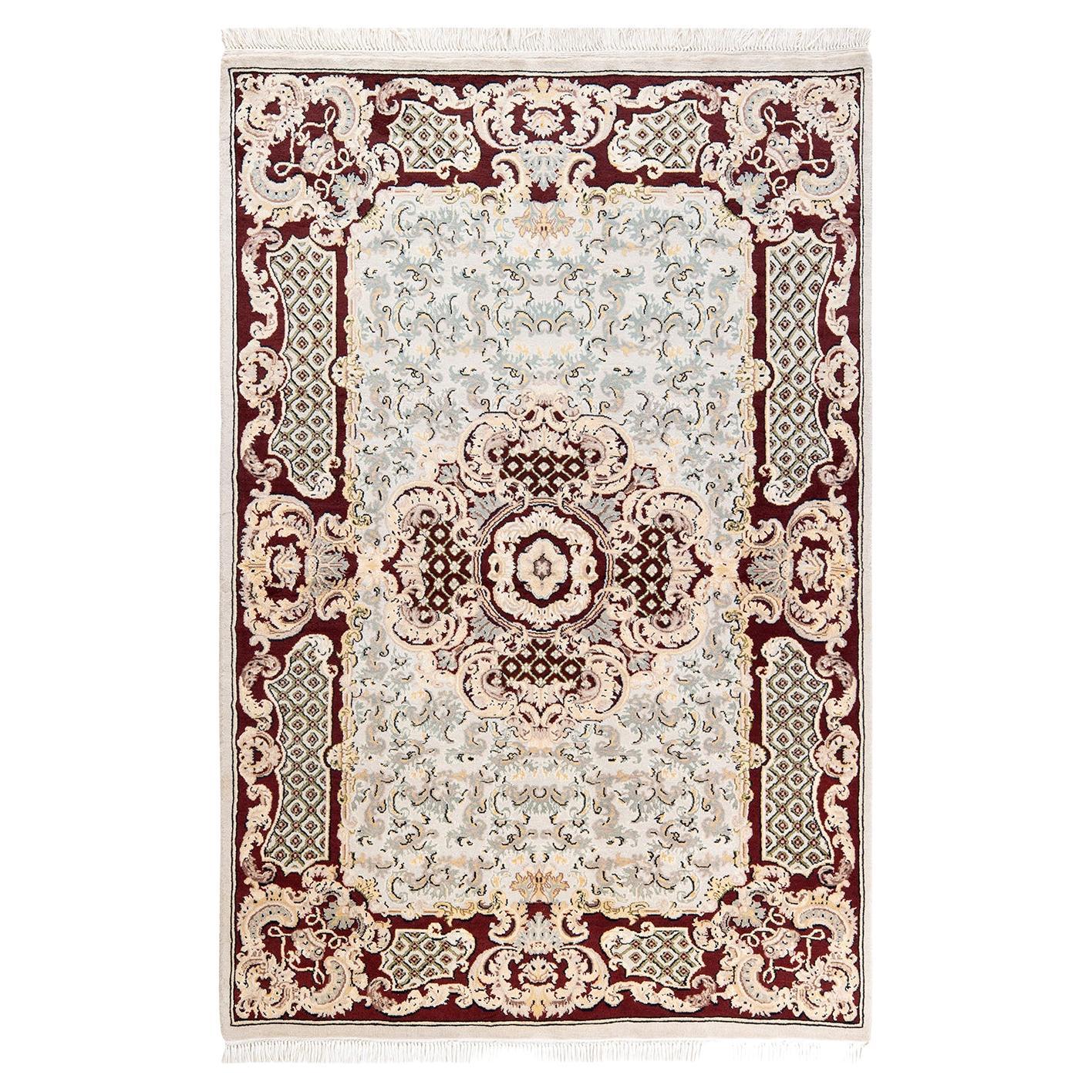 One-of-a-kind Hand Knotted Wool Mogul Ivory Area Rug