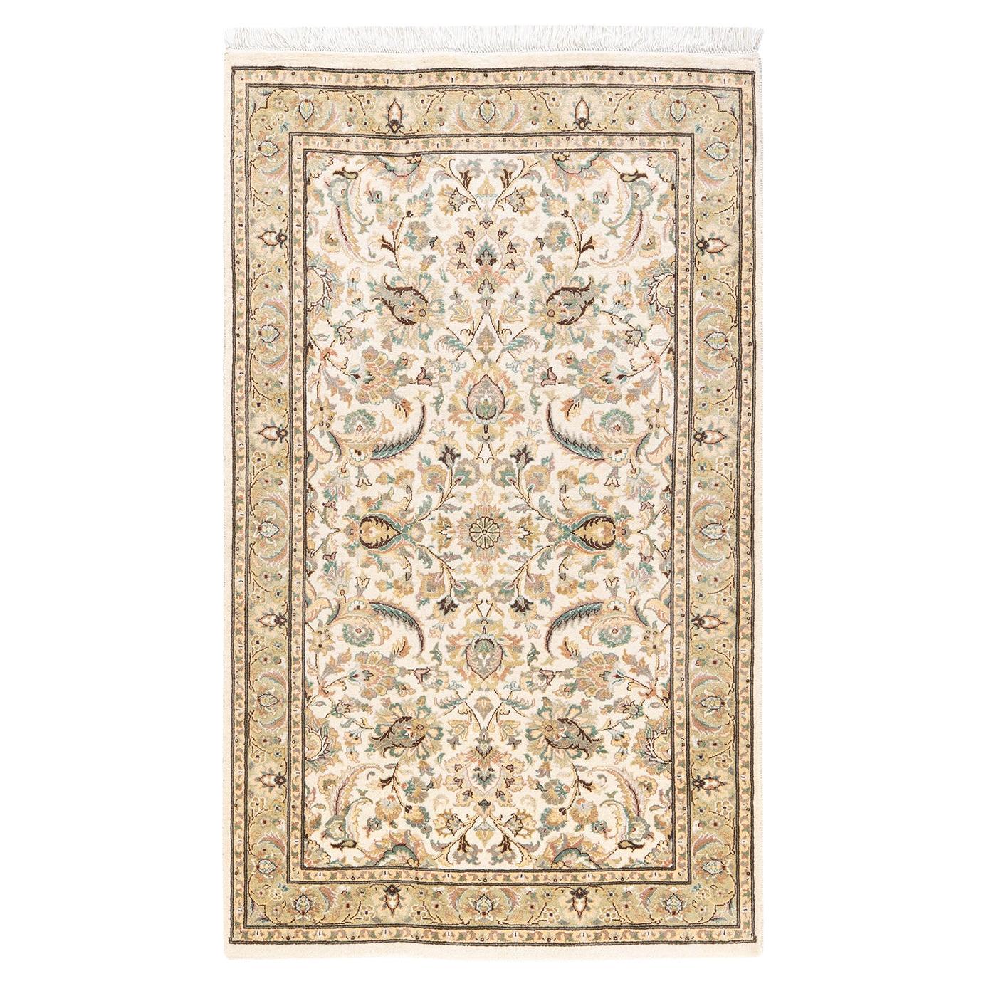 One-of-a-kind Hand Knotted Wool Mogul Ivory Area Rug