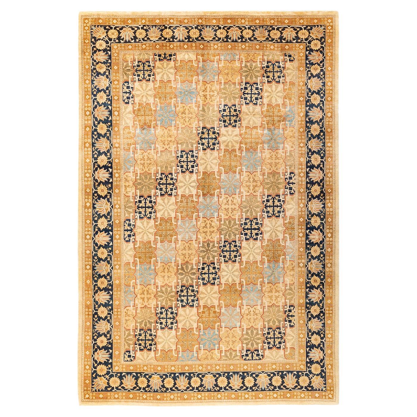 Tapis unique en son genre en laine nouée à la main Mogul Ivory