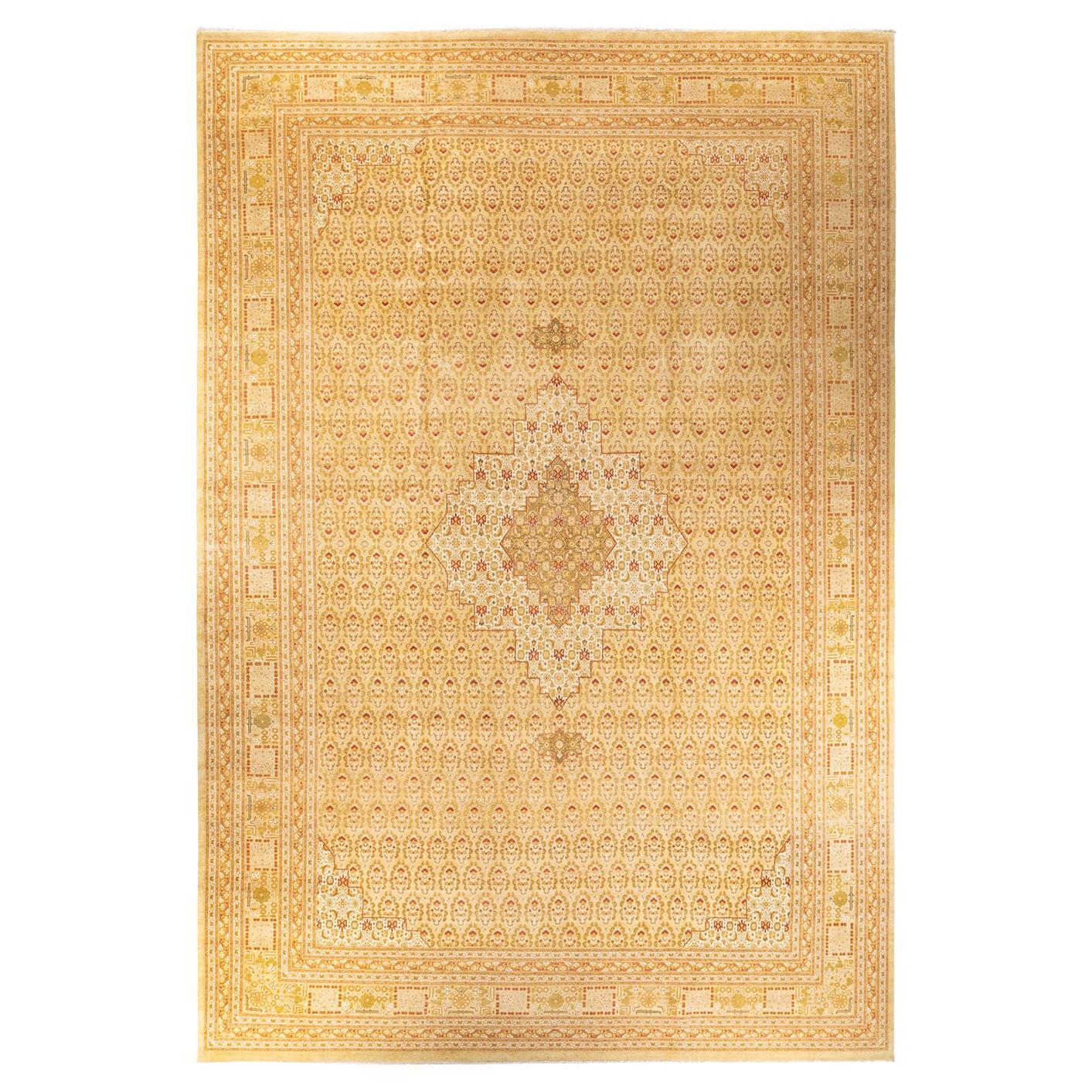 One-of-a-kind Hand Knotted Wool Mogul Ivory Area Rug