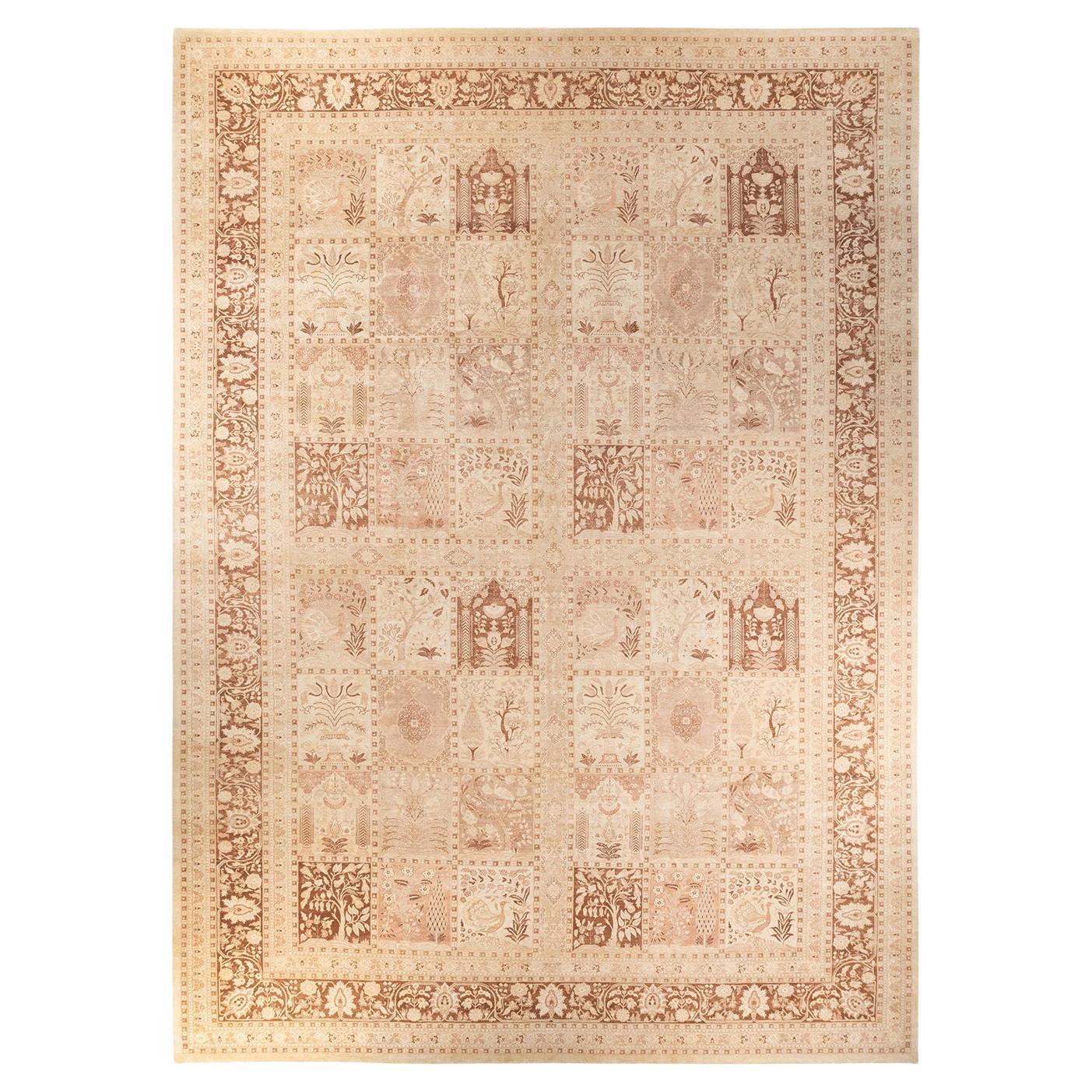 One-of-a-kind Hand Knotted Wool Mogul Ivory Area Rug