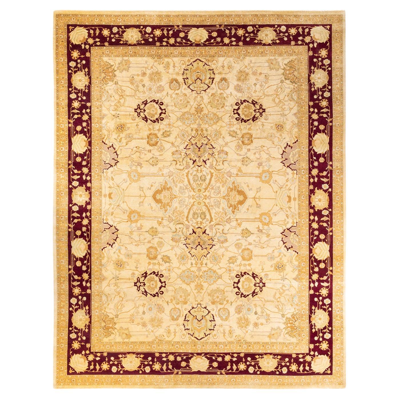 One-of-a-kind Hand Knotted Wool Mogul Ivory Area Rug