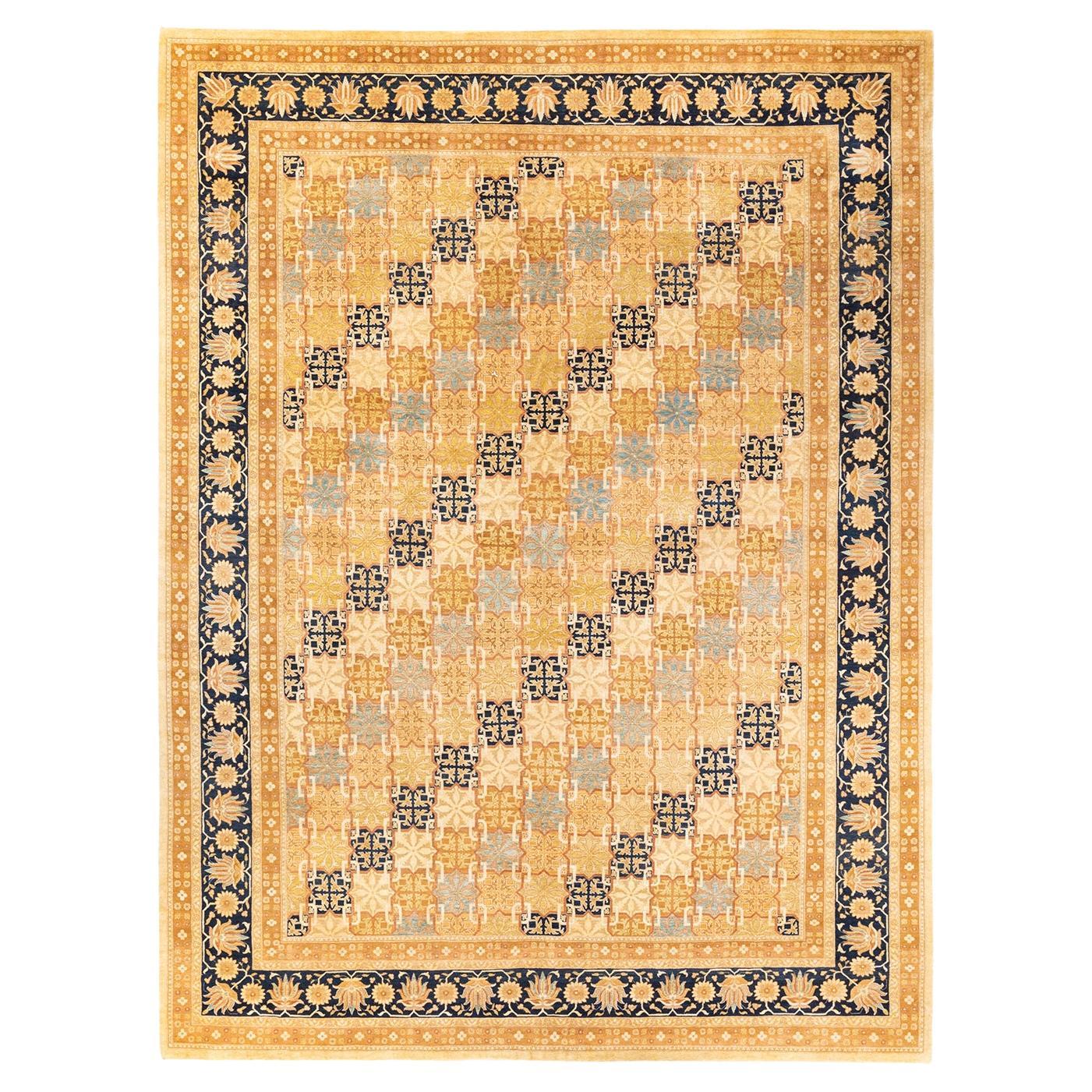 One-of-a-kind Hand Knotted Wool Mogul Ivory Area Rug