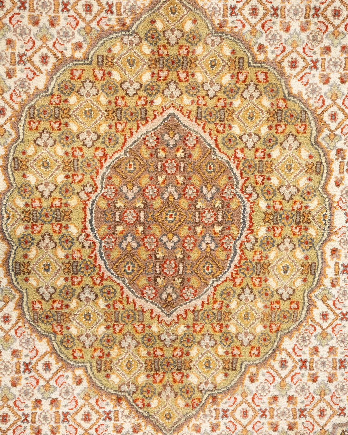 Pakistani One-of-a-kind Hand Knotted Wool Mogul Light Blue Area Rug For Sale