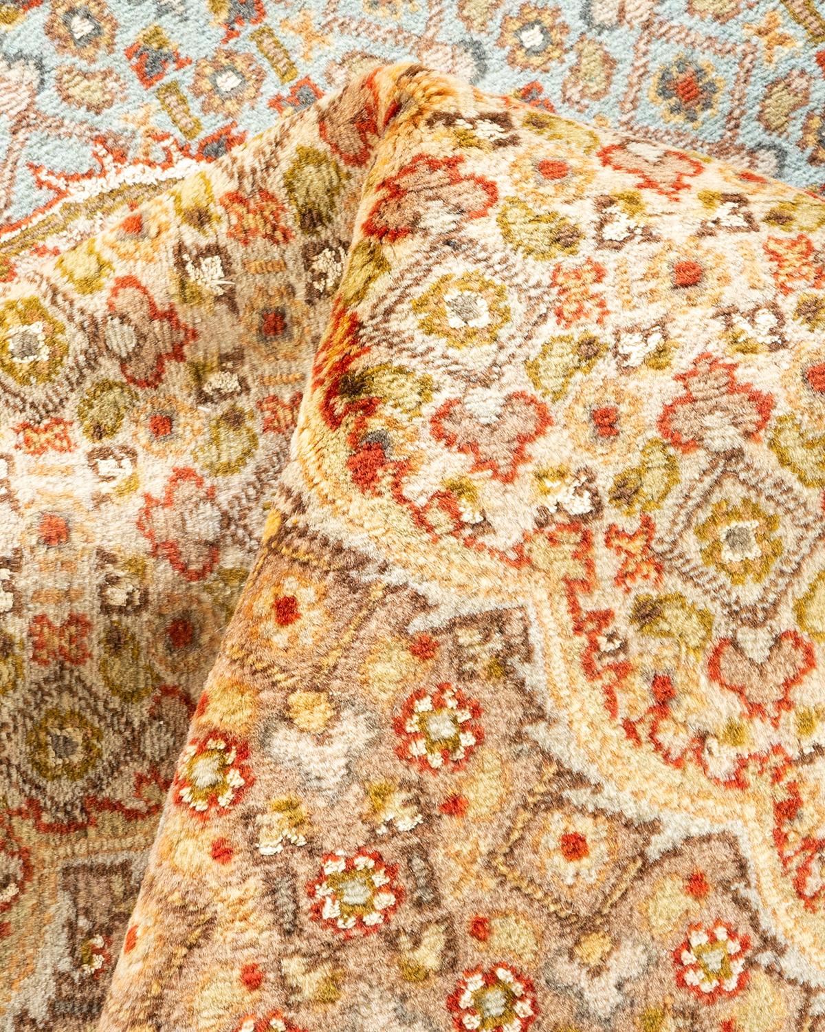 Handgeknüpfter, hellblauer Mogul-Teppich aus Wolle, Unikat im Angebot 2