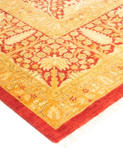 One-of-a-kind Hand Knotted Wool Mogul Orange Area Rug