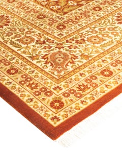 One-of-a-kind Hand Knotted Wool Mogul Orange Area Rug