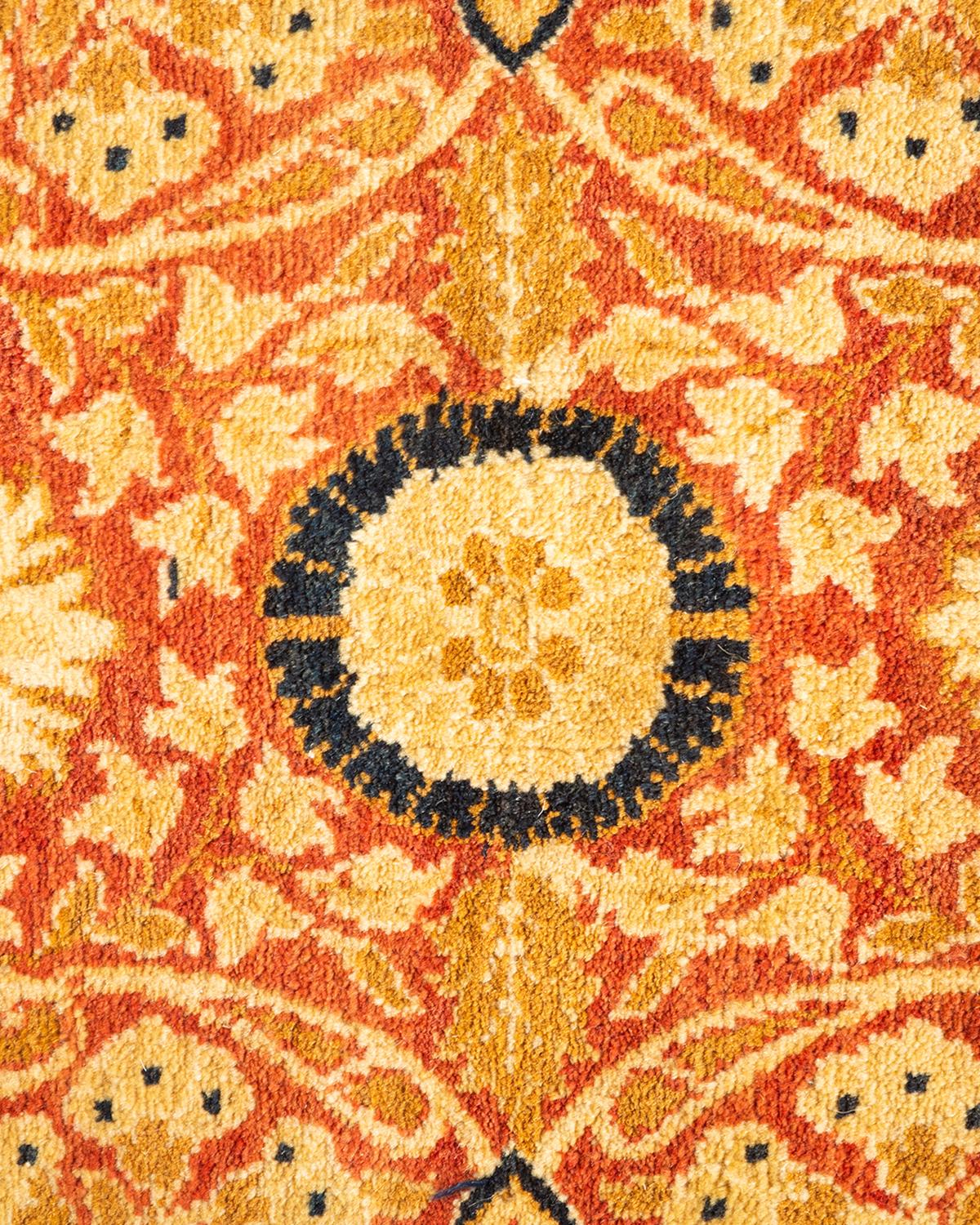 Pakistanais Tapis unique en son genre en laine nouée à la main Mogul Orange en vente