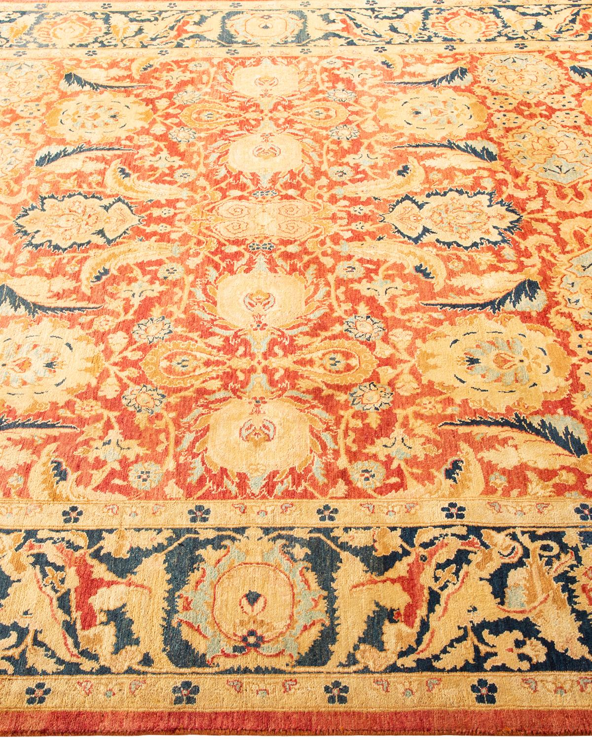Tapis Mogul orange en laine noué à la main, unique en son genre Neuf - En vente à Norwalk, CT