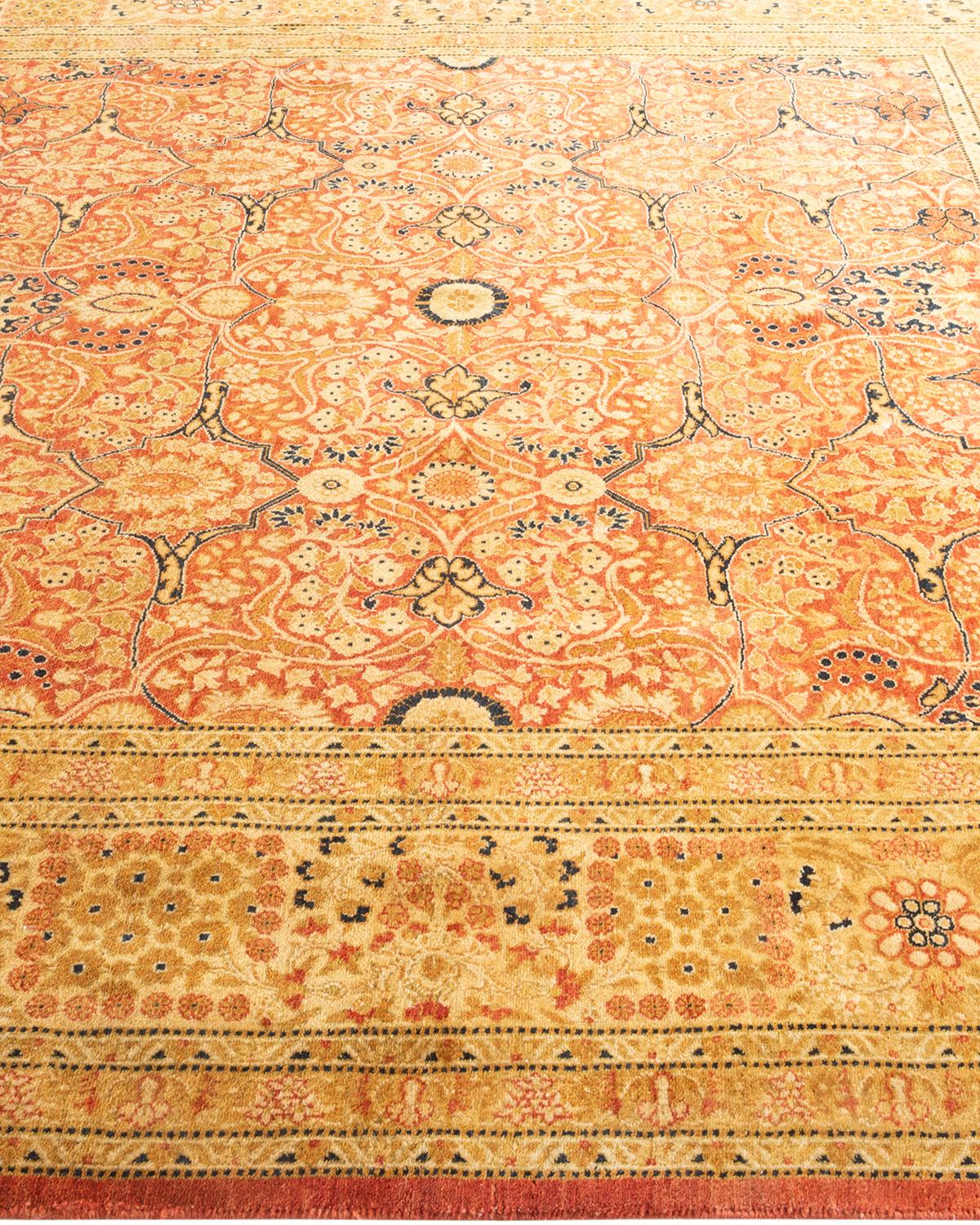 Tapis unique en son genre en laine nouée à la main Mogul Orange Neuf - En vente à Norwalk, CT